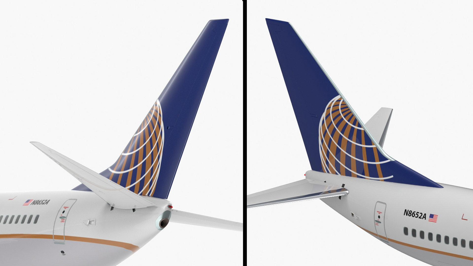 3D United Airlines Boeing 737-700 with Interior Rigged