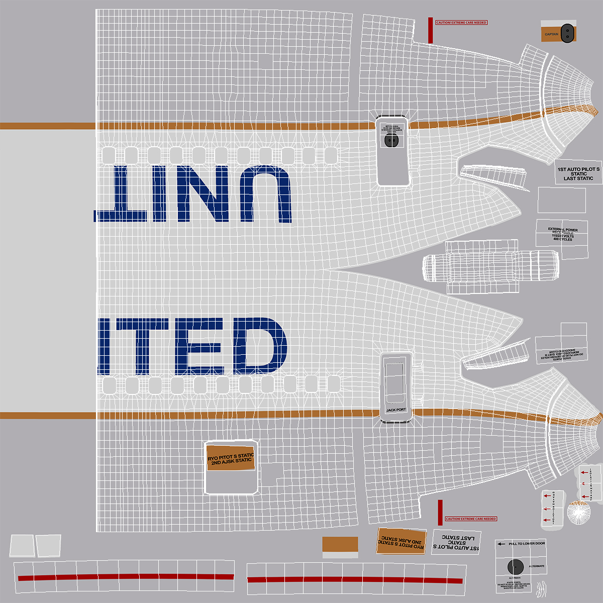 3D United Airlines Boeing 737-700 with Interior Rigged