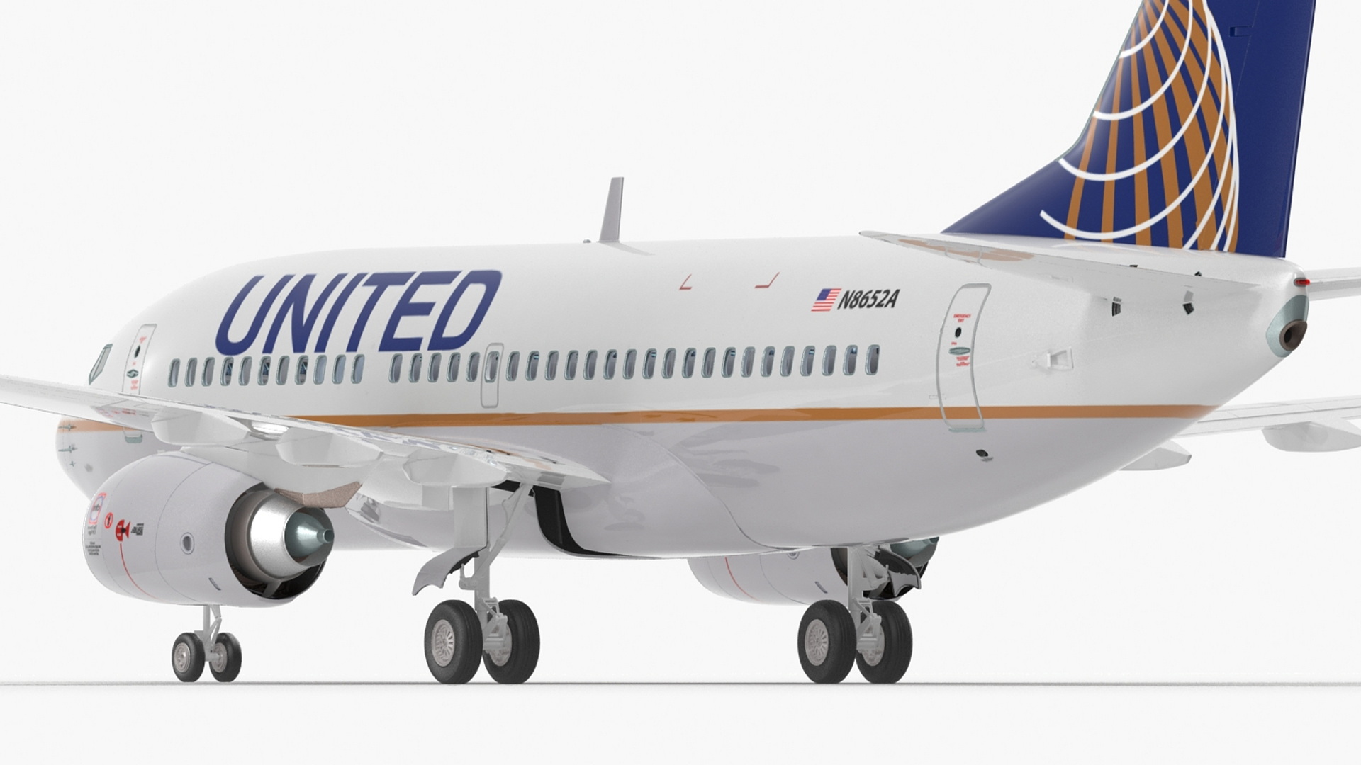 3D United Airlines Boeing 737-700 with Interior Rigged