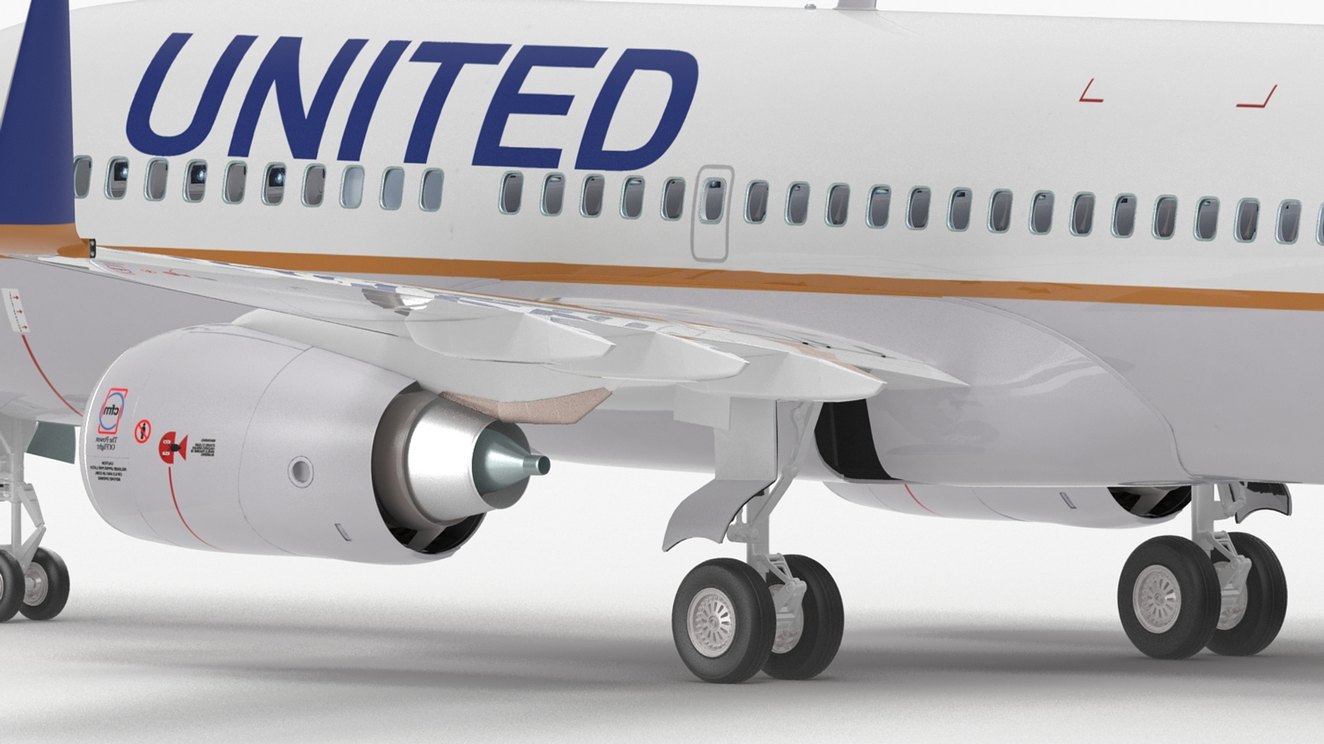 3D United Airlines Boeing 737-700 with Interior Rigged