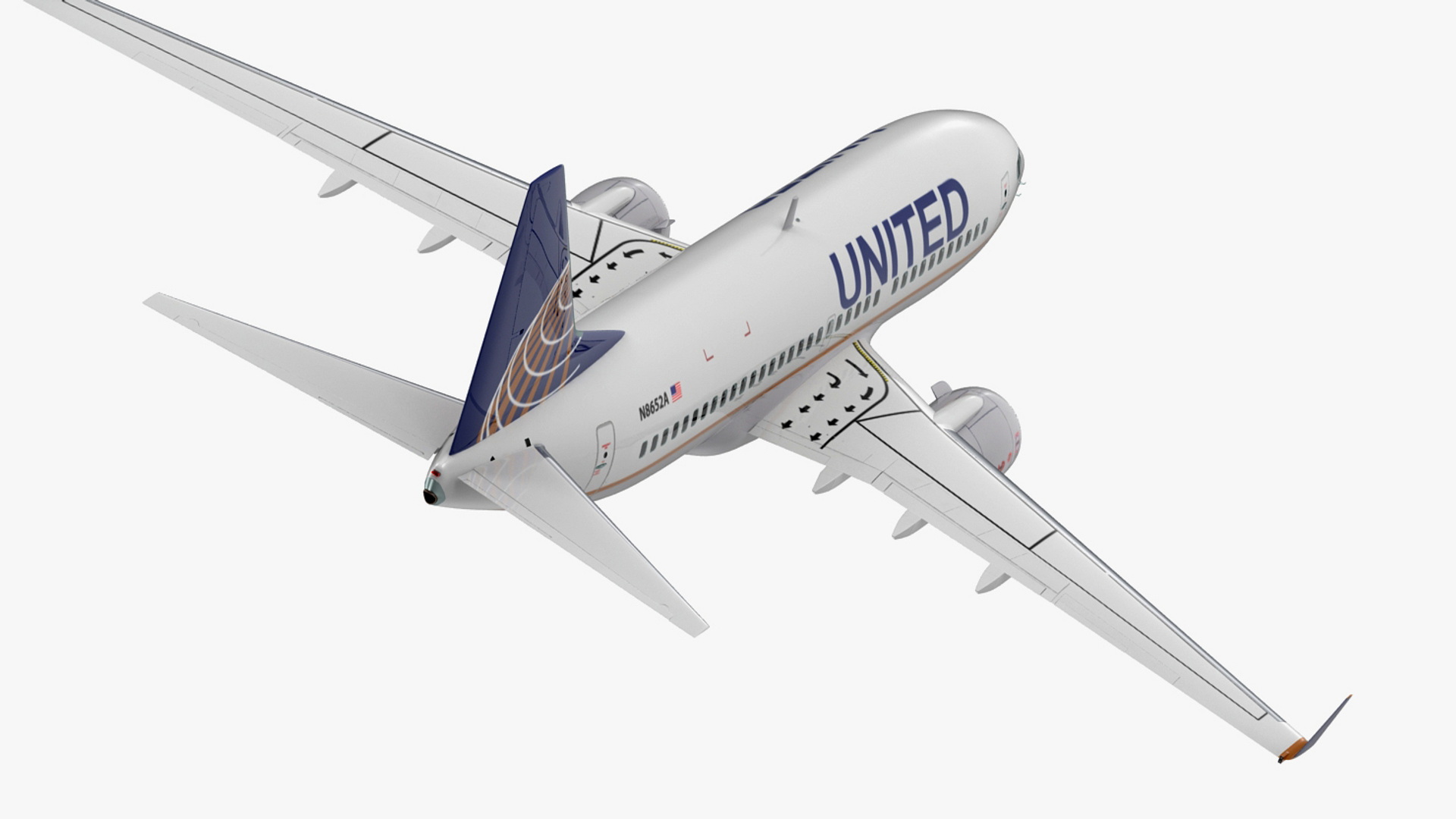 3D United Airlines Boeing 737-700 with Interior Rigged