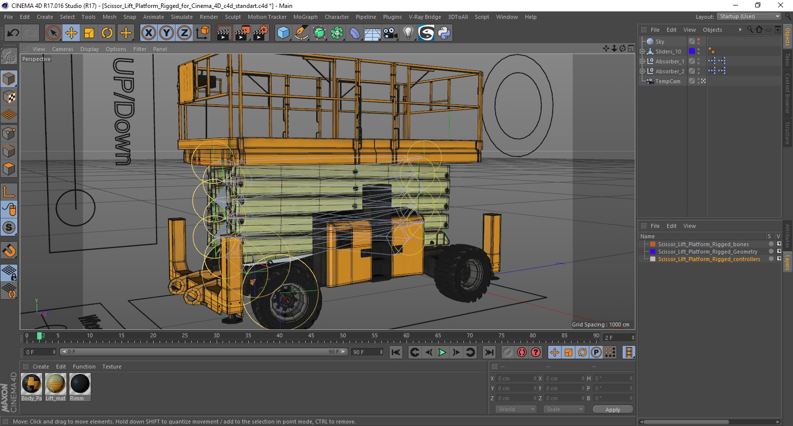 Scissor Lift Platform Rigged for Cinema 4D 3D