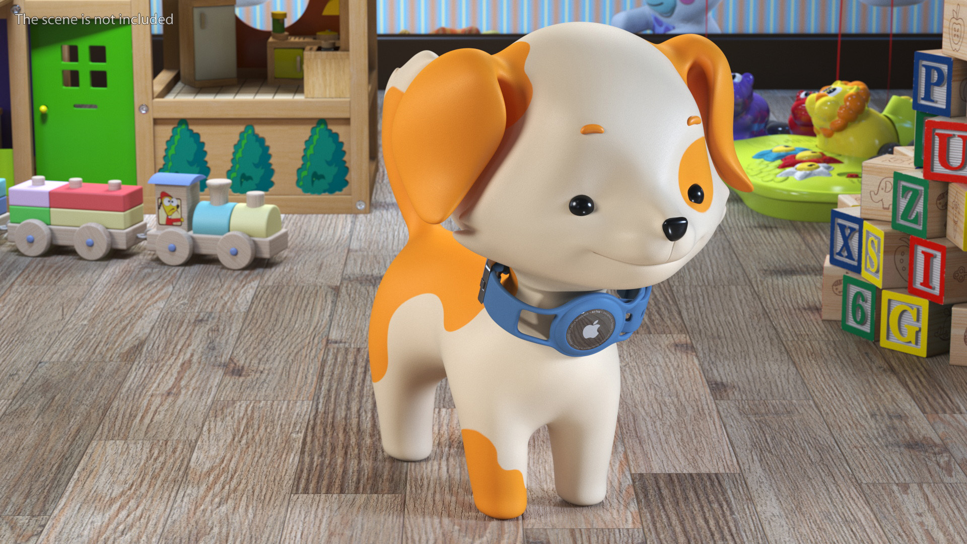 Cartoon Puppy Dog with Apple Dog Tracker Collar 3D