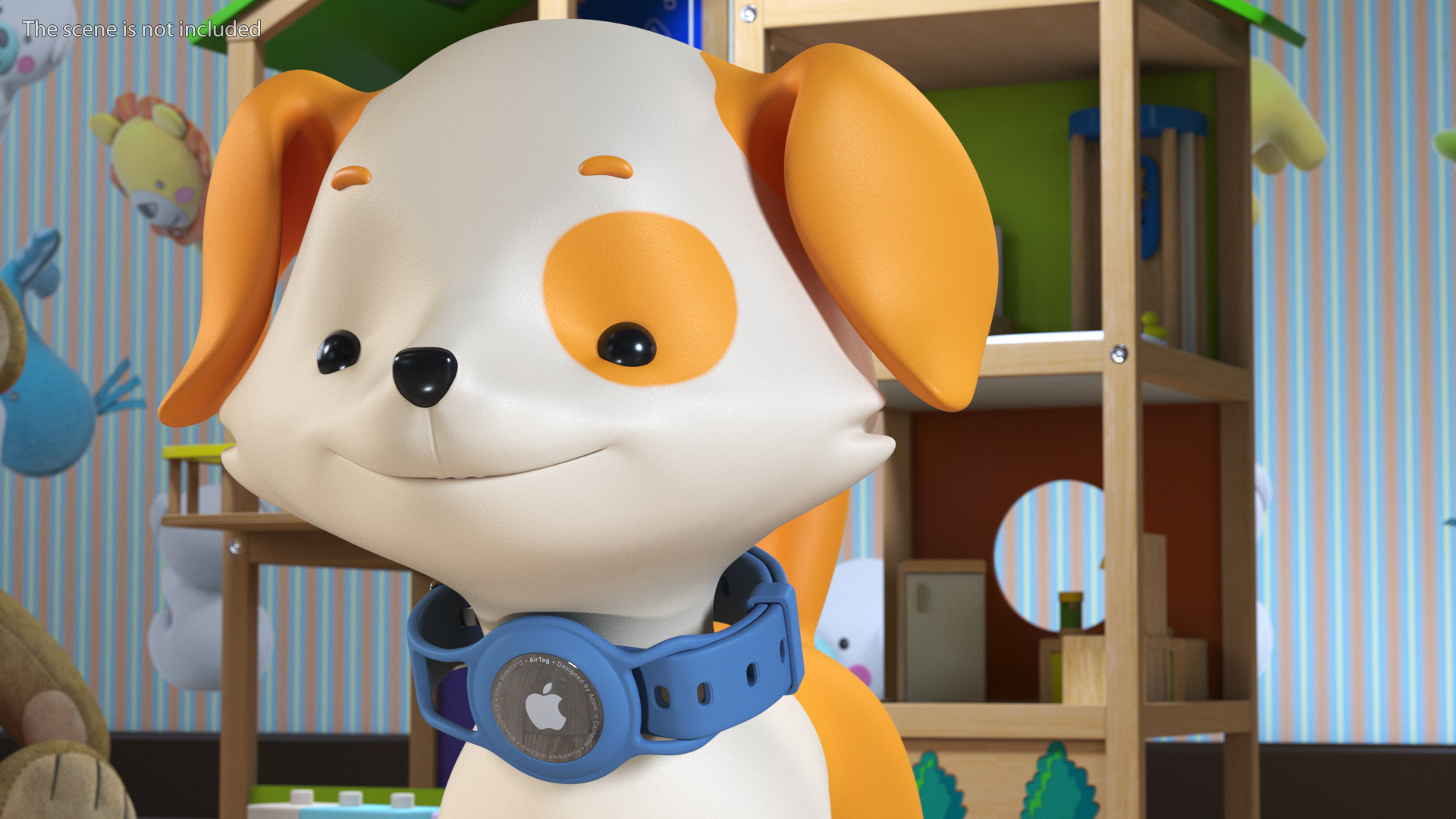 Cartoon Puppy Dog with Apple Dog Tracker Collar 3D