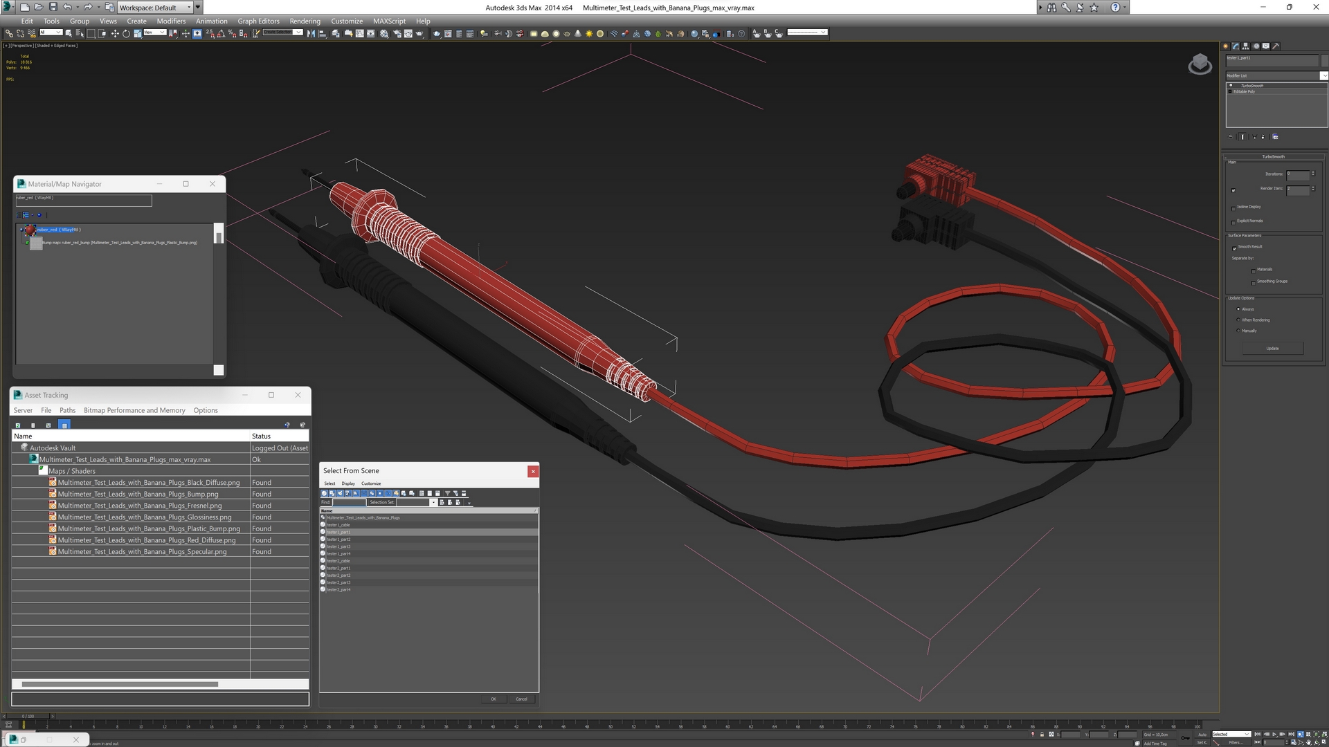 Multimeter Test Leads with Banana Plugs 3D model