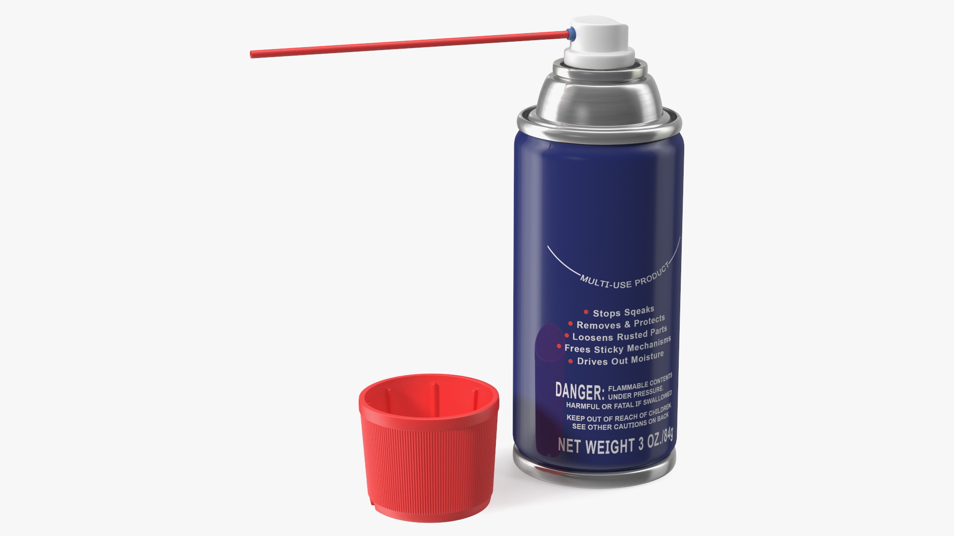 3D model Opened Multi Use Lubricant Aerosol Spray