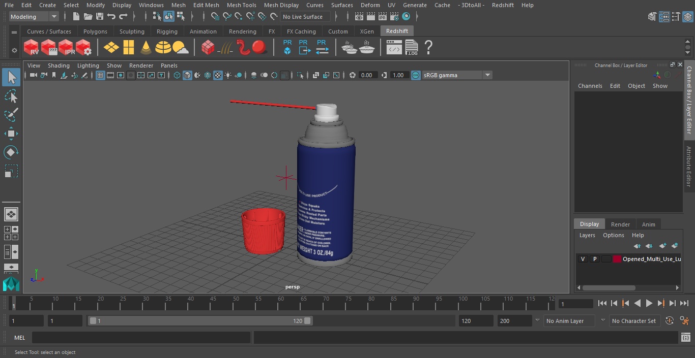 3D model Opened Multi Use Lubricant Aerosol Spray