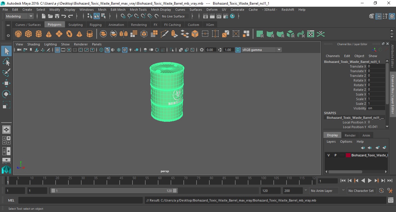 3D Biohazard Toxic Waste Barrel model