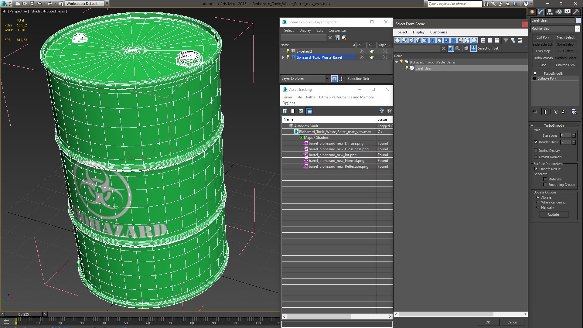 3D Biohazard Toxic Waste Barrel model