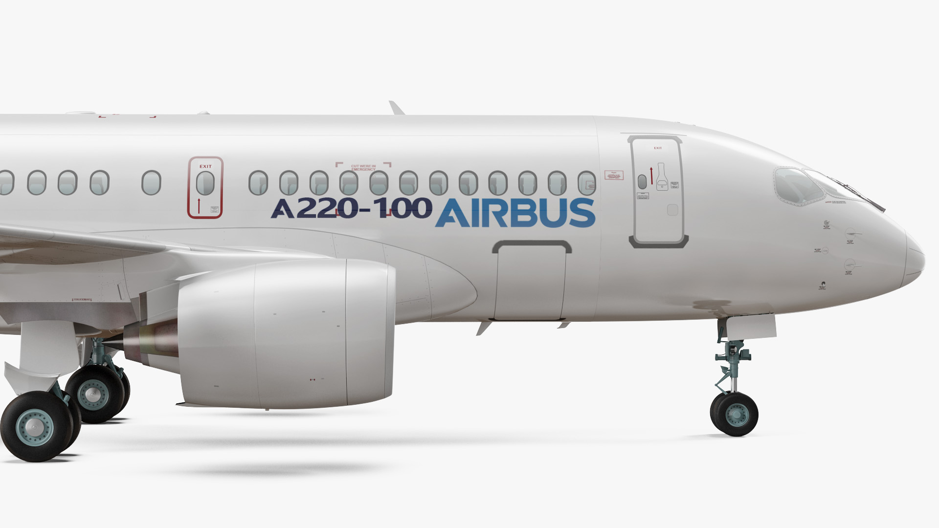 3D Airbus A220 100 Simple Interior Rigged model