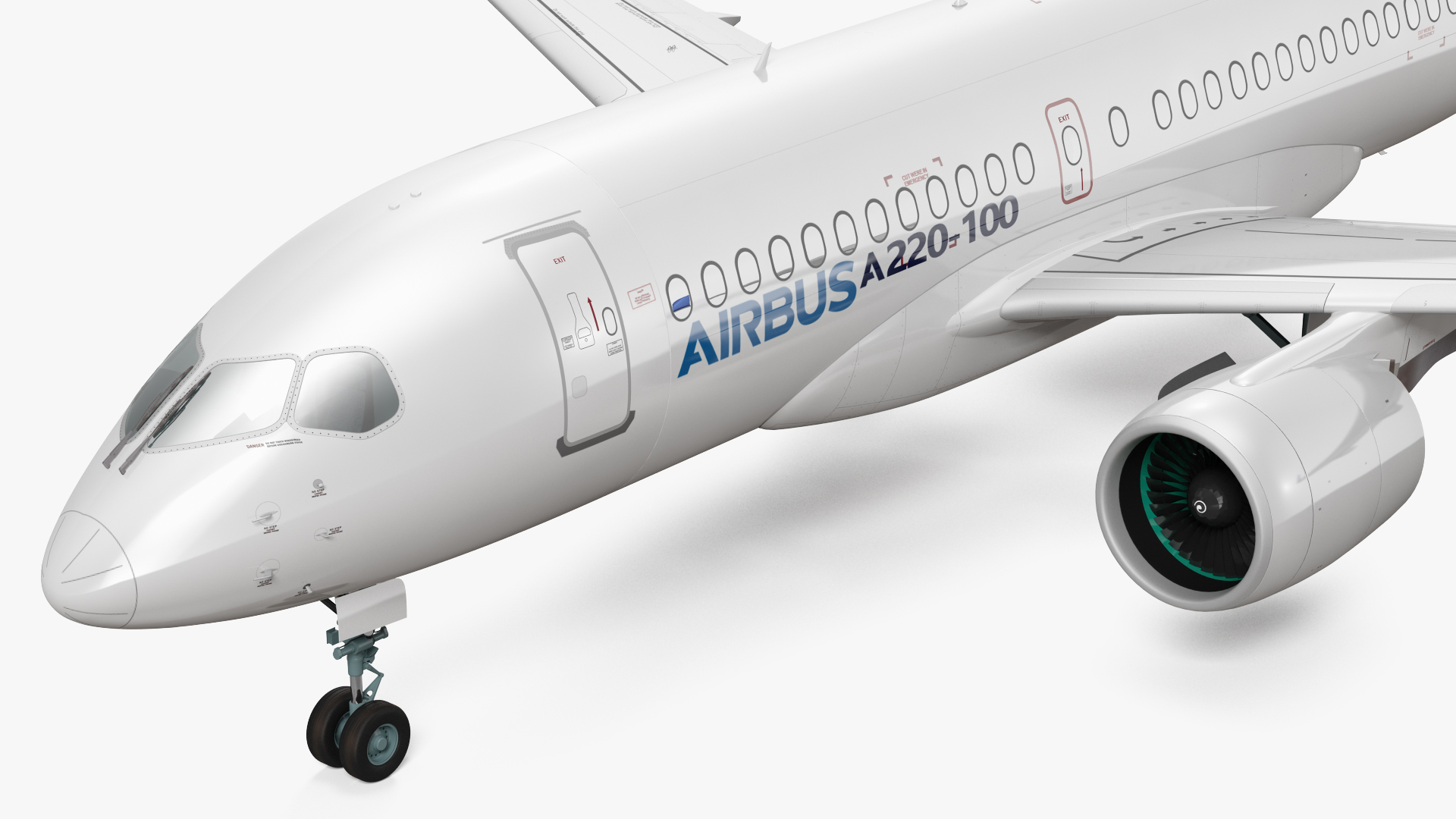 3D Airbus A220 100 Simple Interior Rigged model