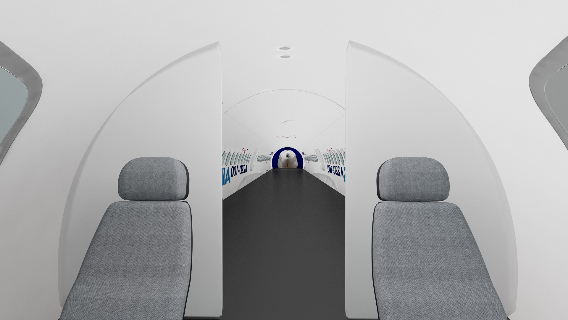 3D Airbus A220 100 Simple Interior Rigged model