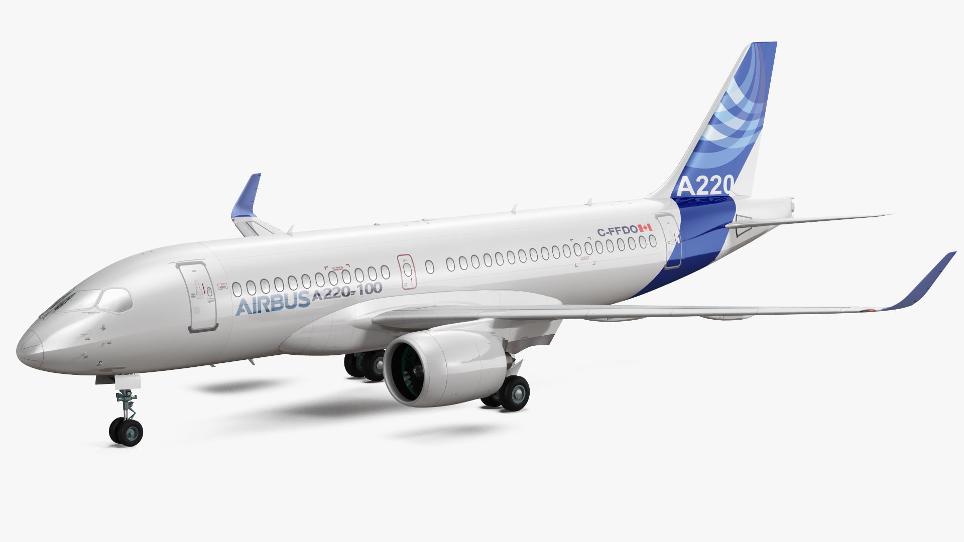 3D Airbus A220 100 Simple Interior Rigged model