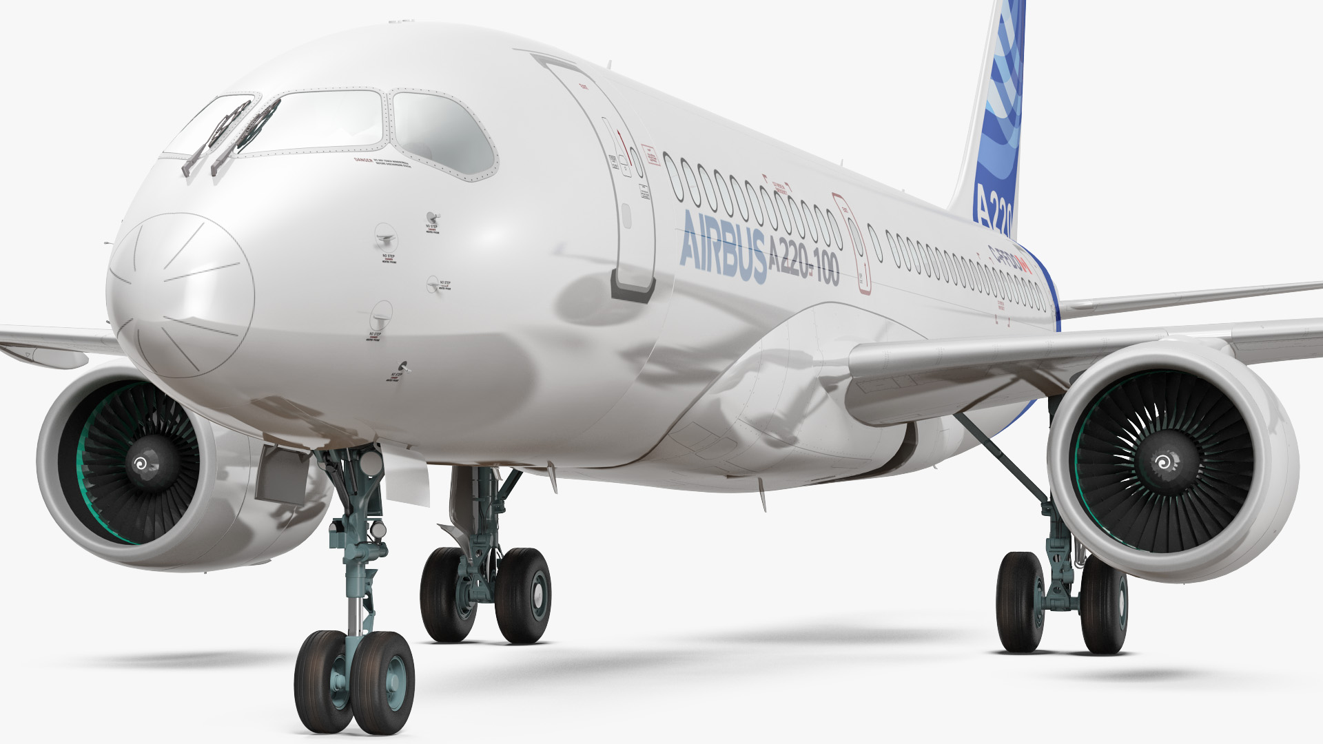 3D Airbus A220 100 Simple Interior Rigged model