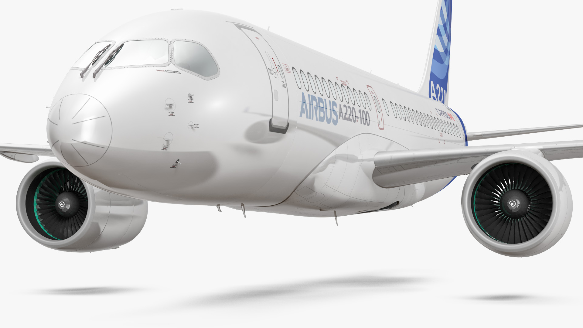 3D Airbus A220 100 Simple Interior Rigged model