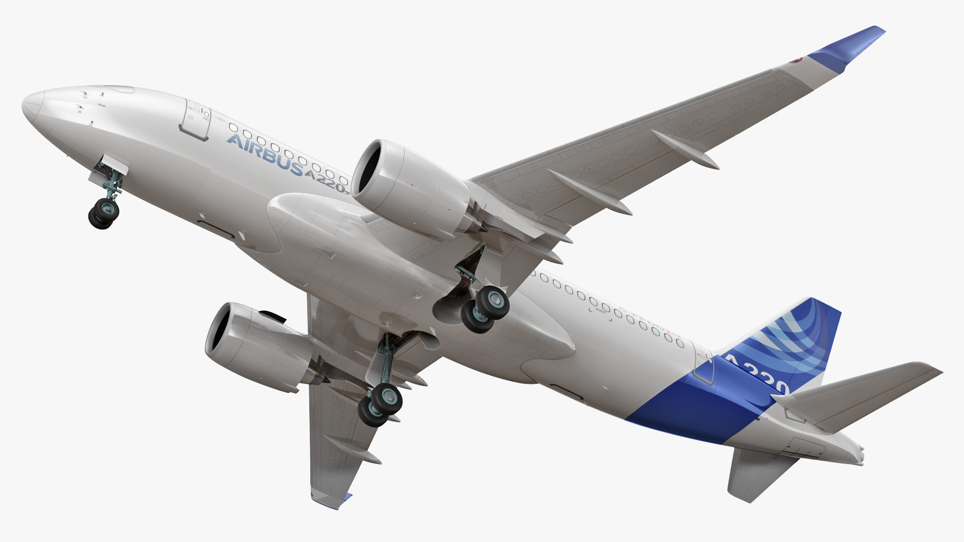 3D Airbus A220 100 Simple Interior Rigged model