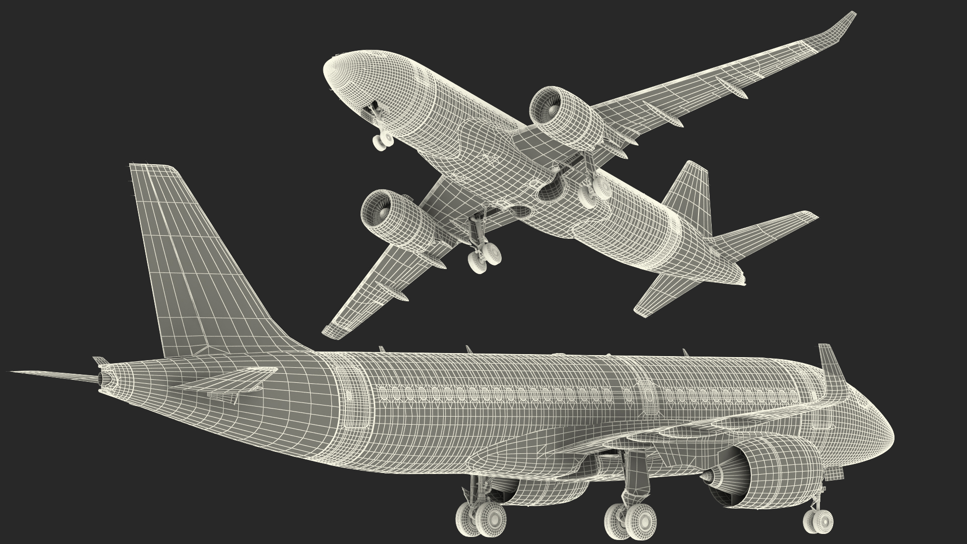 3D Airbus A220 100 Simple Interior Rigged model