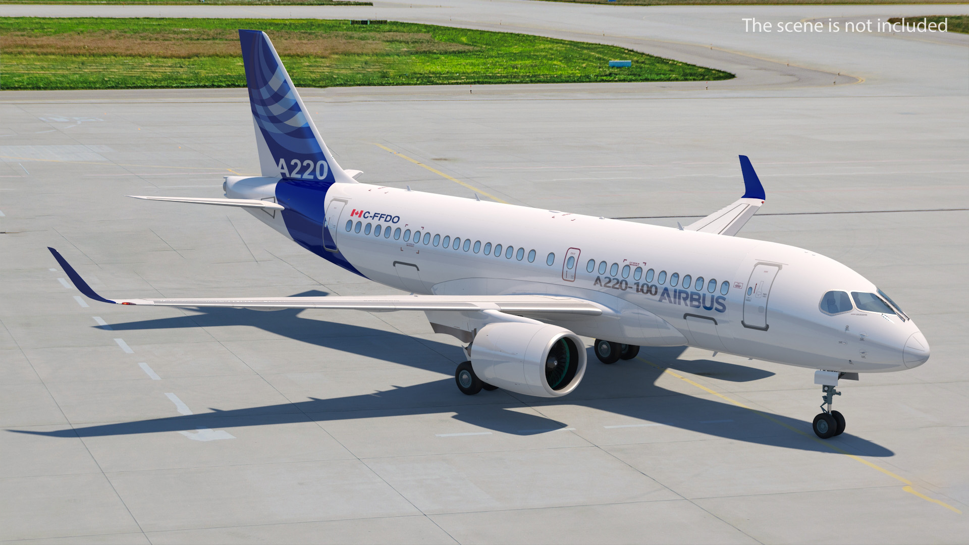 3D Airbus A220 100 Simple Interior Rigged model