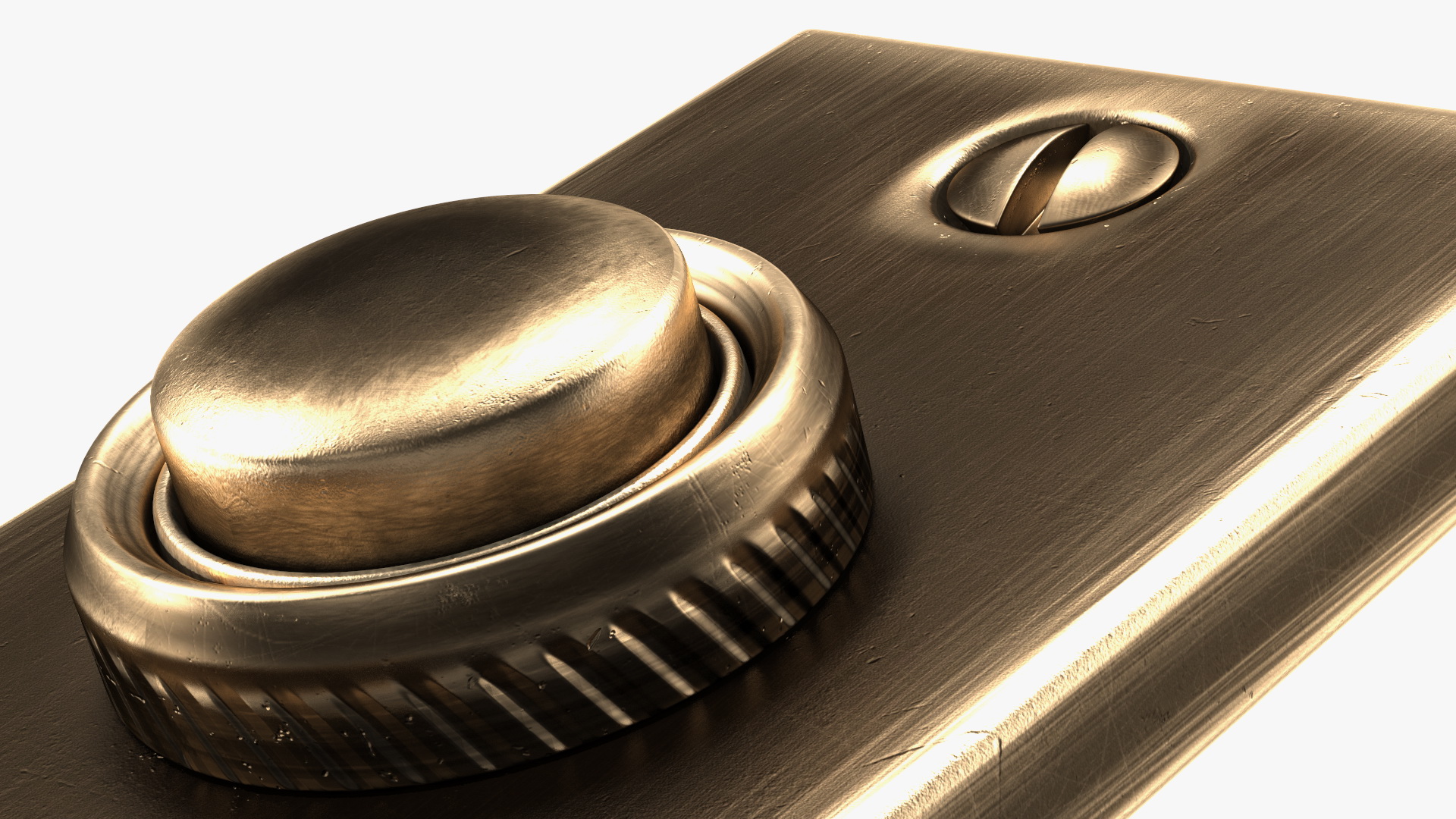 Rectangular Brass Bell Push 3D