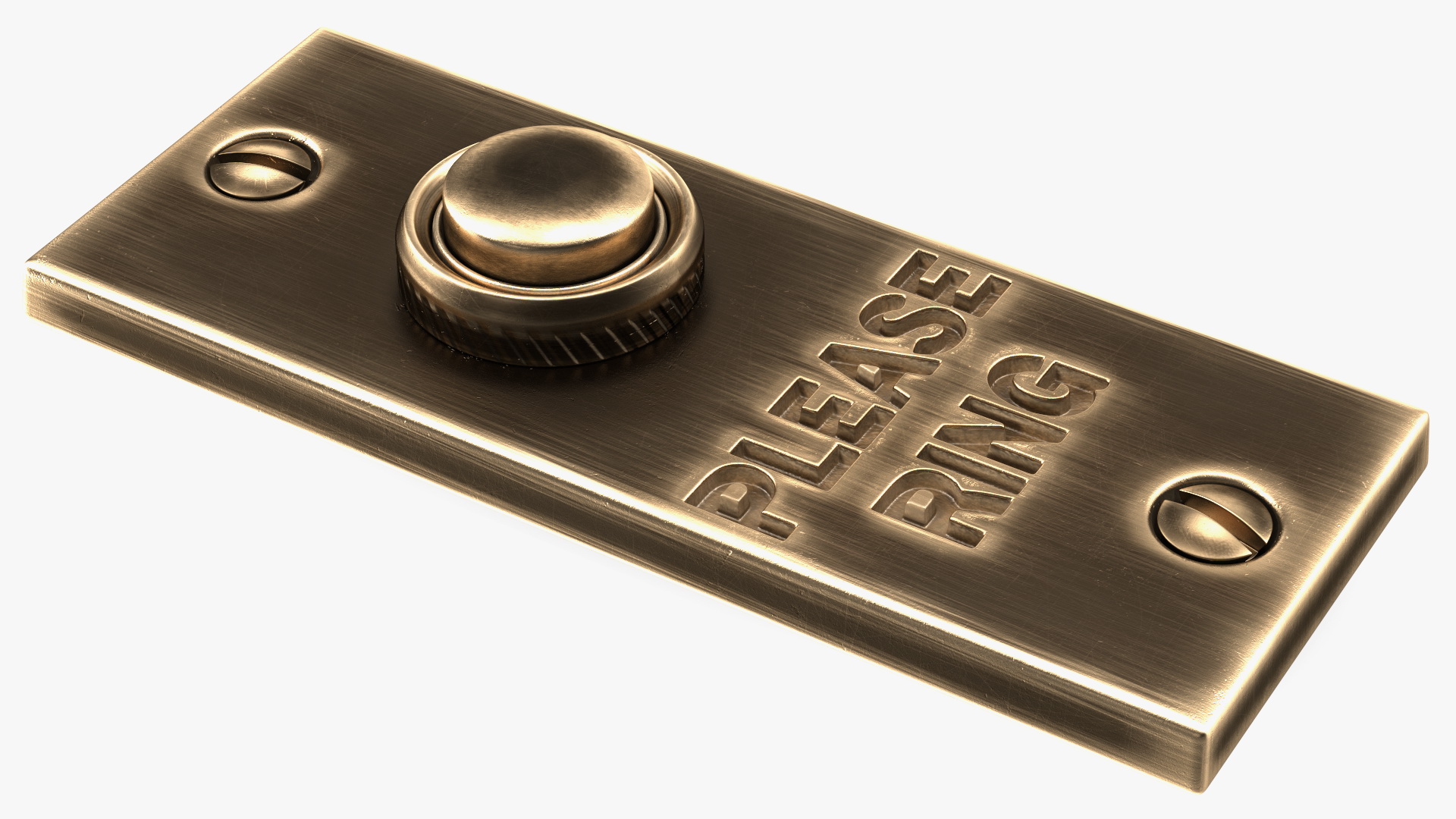 Rectangular Brass Bell Push 3D