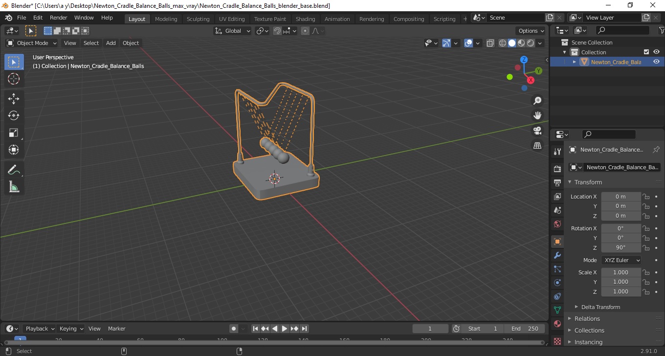 Newton Cradle Balance Balls 3D