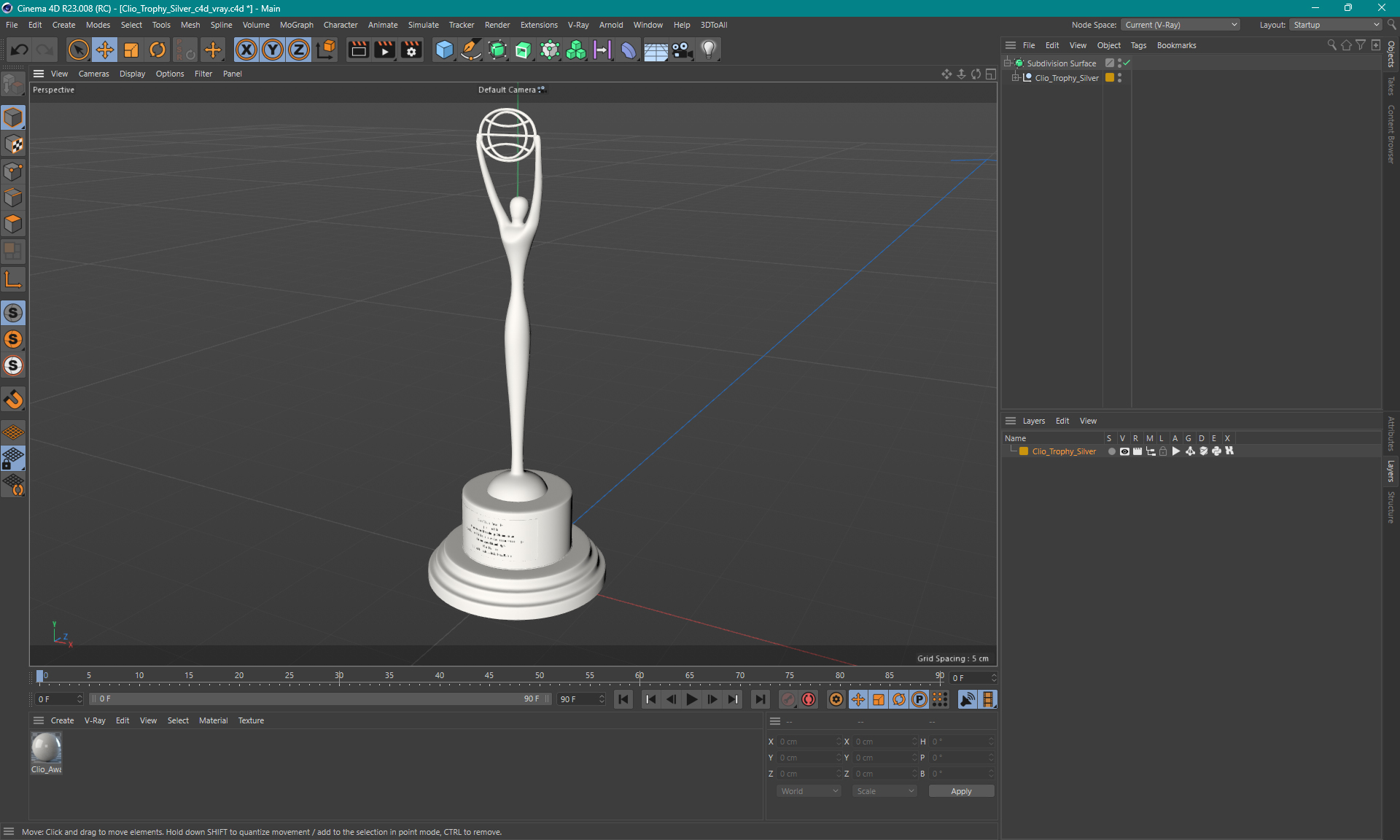 3D Clio Trophy Silver model