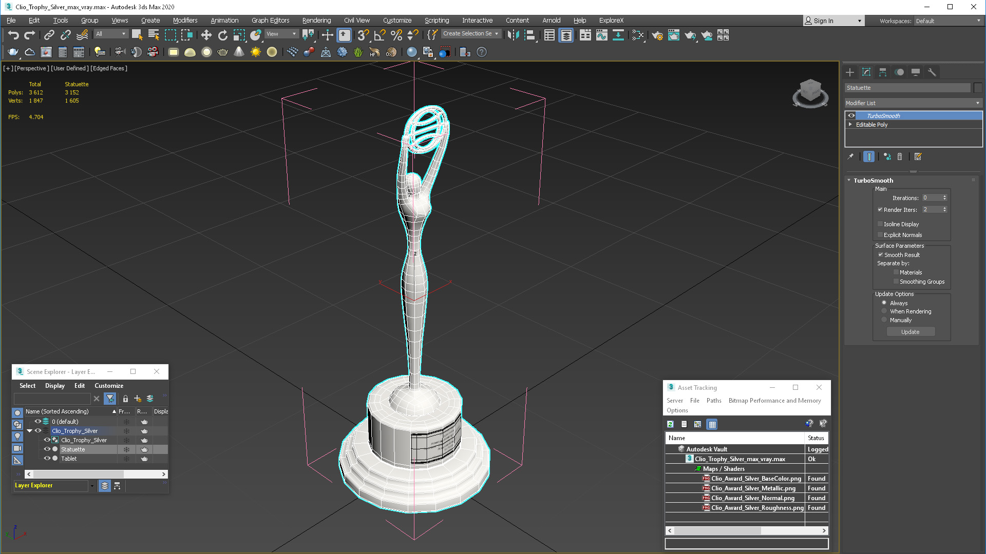 3D Clio Trophy Silver model