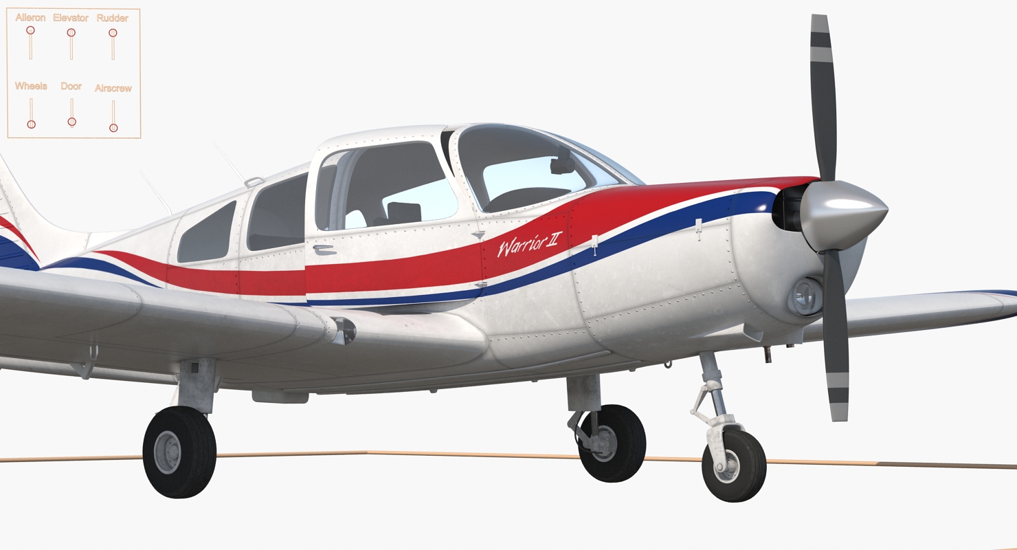 3D model Piper PA28 161 Cherokee Rigged