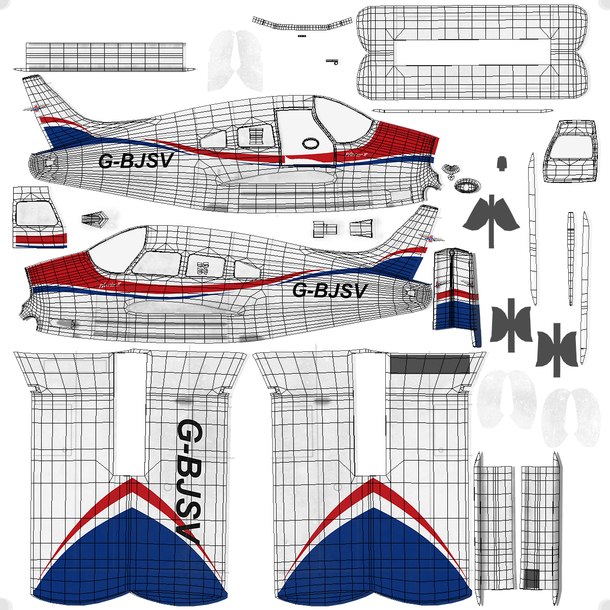 3D model Piper PA28 161 Cherokee Rigged