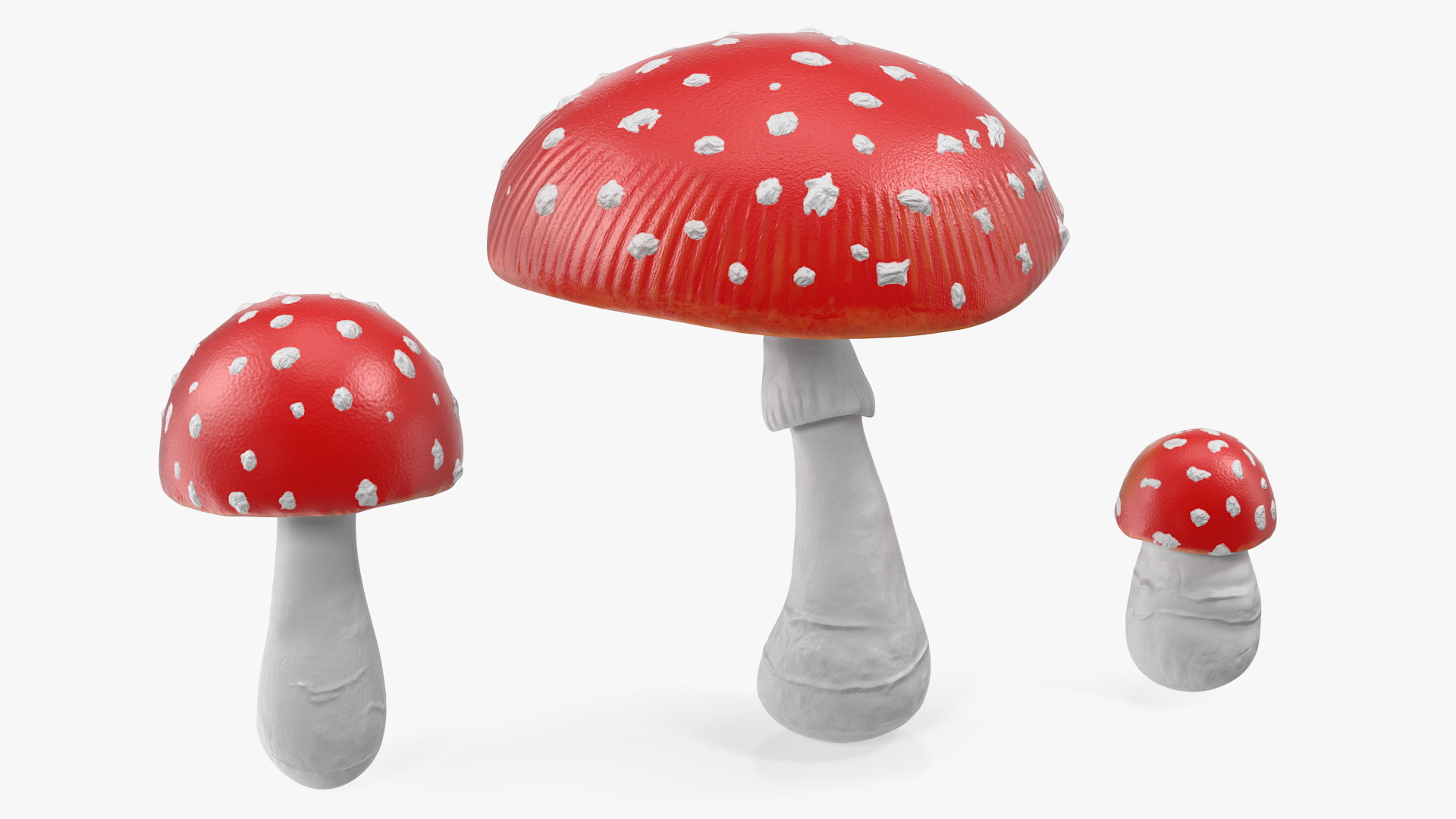 3D Amanita Mushrooms Set