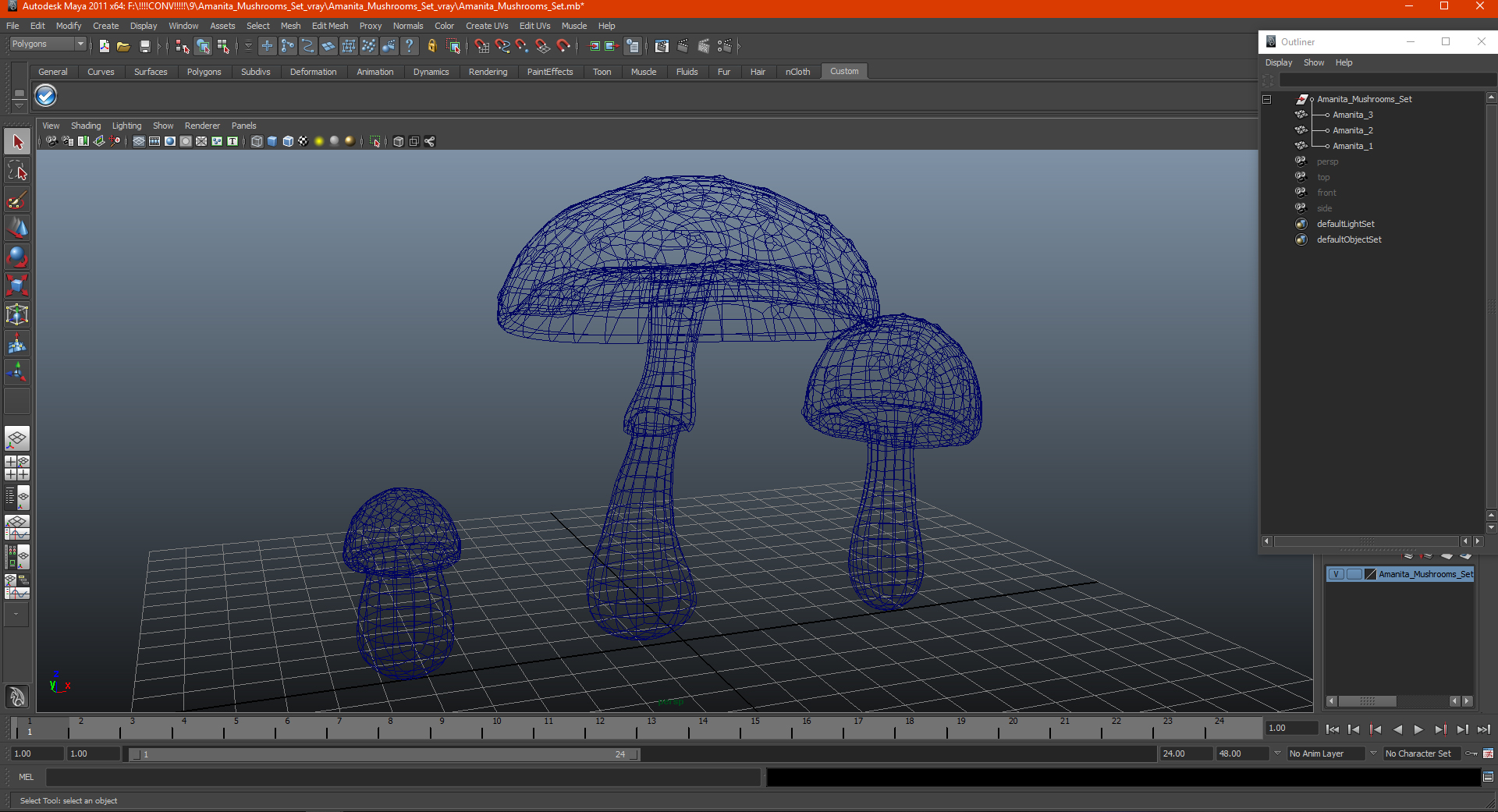 3D Amanita Mushrooms Set