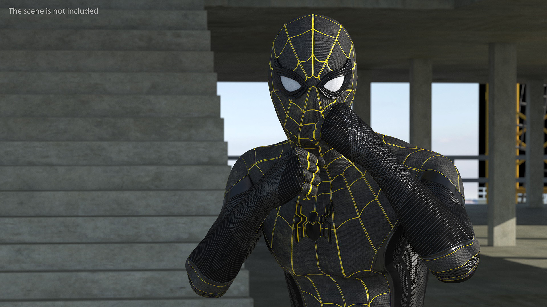 Spiderman Black Suit Fighting Pose 3D model