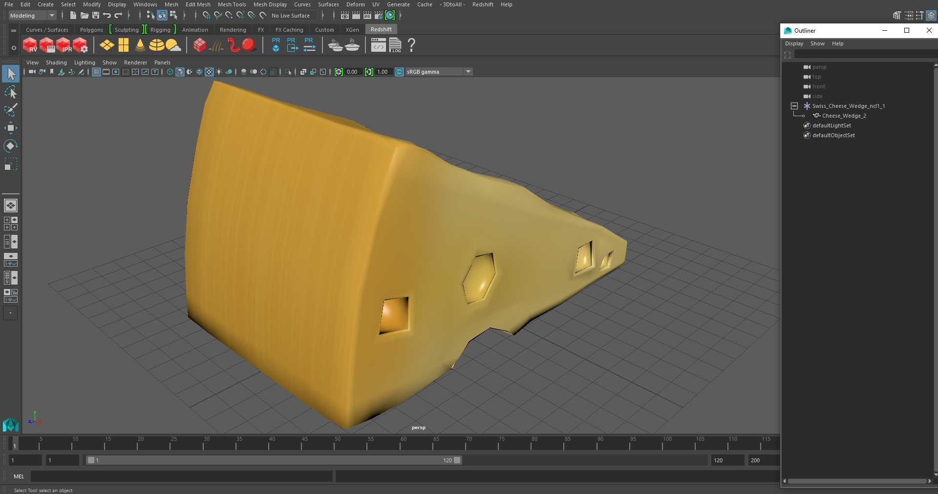 3D Swiss Cheese Wedge model