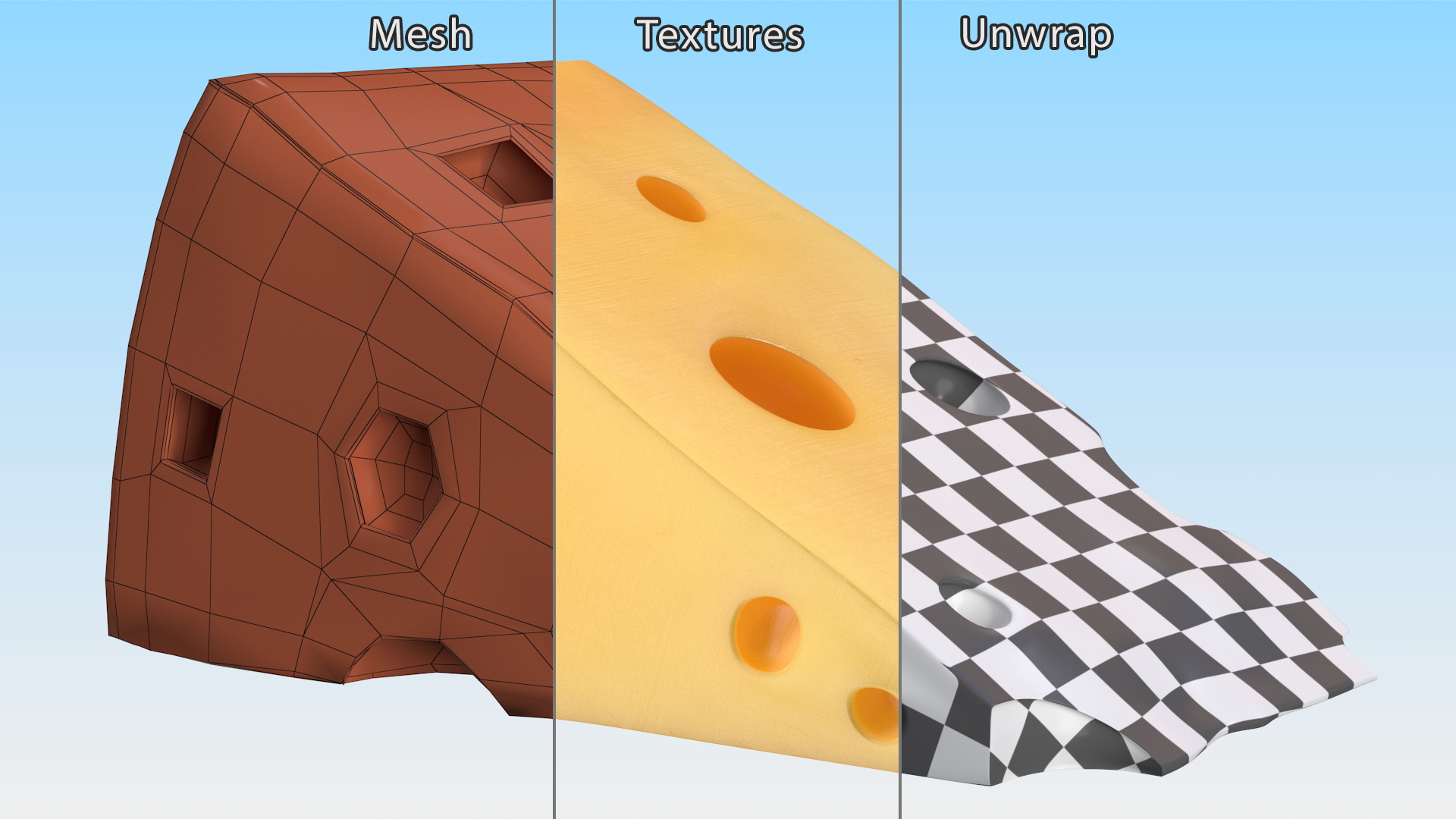 3D Swiss Cheese Wedge model