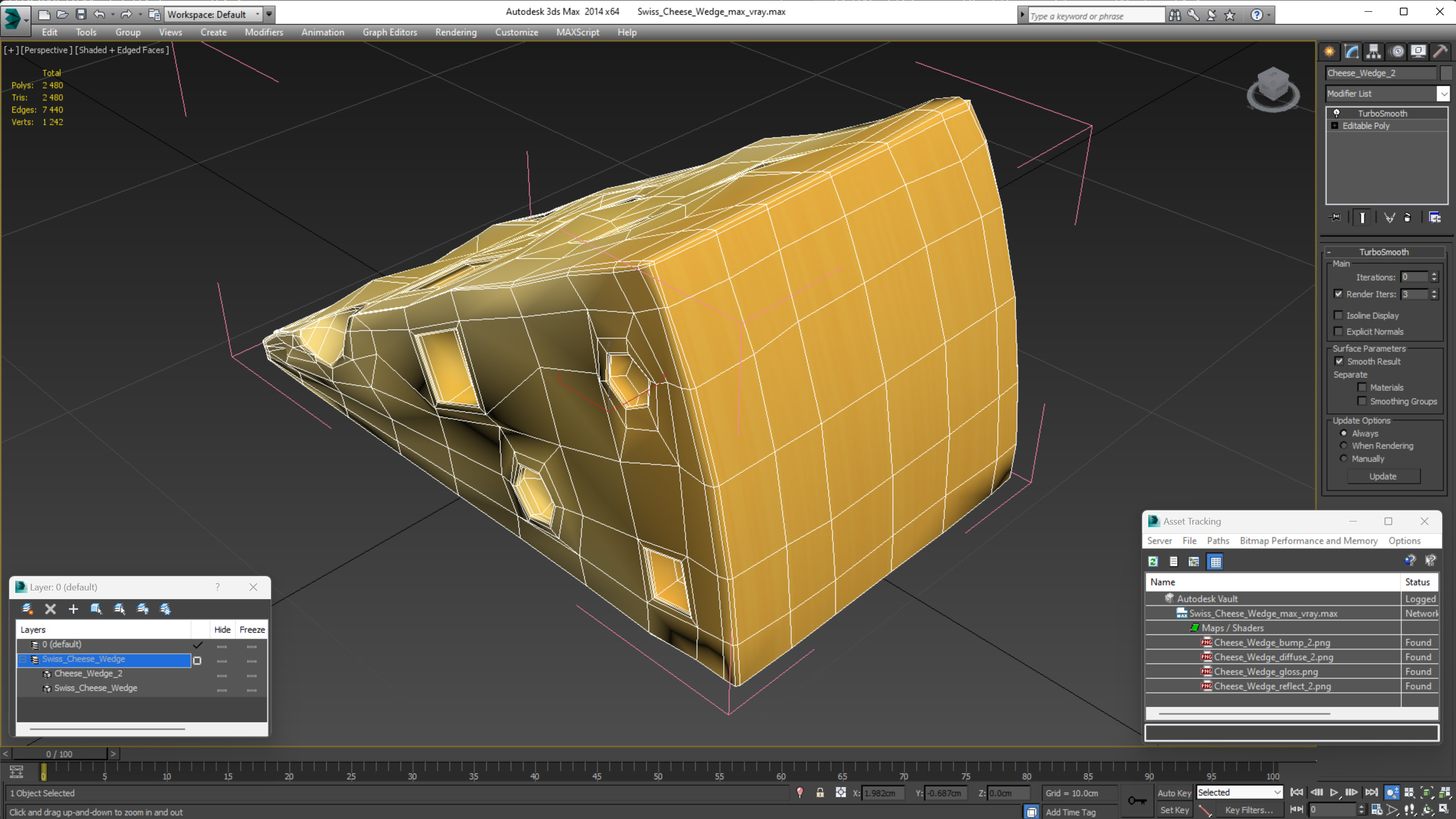 3D Swiss Cheese Wedge model