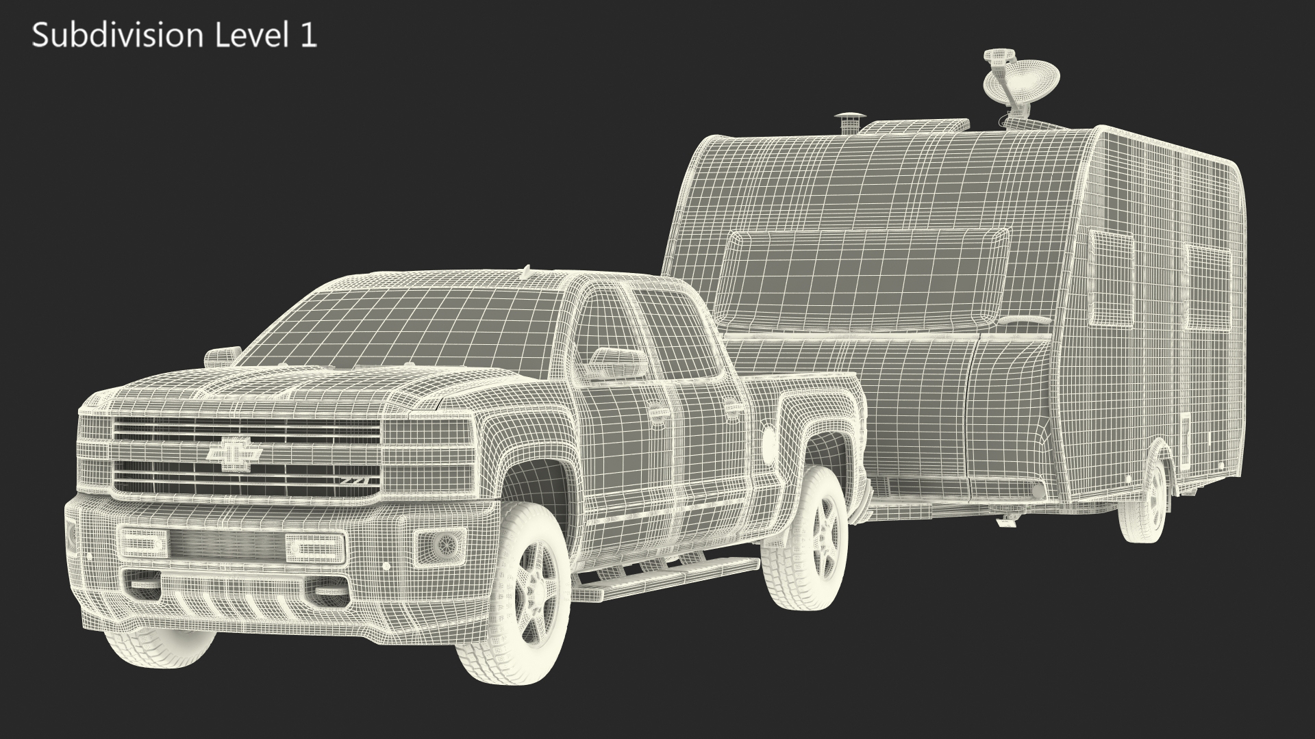 3D Chevrolet Silverado with Hobby Caravan model