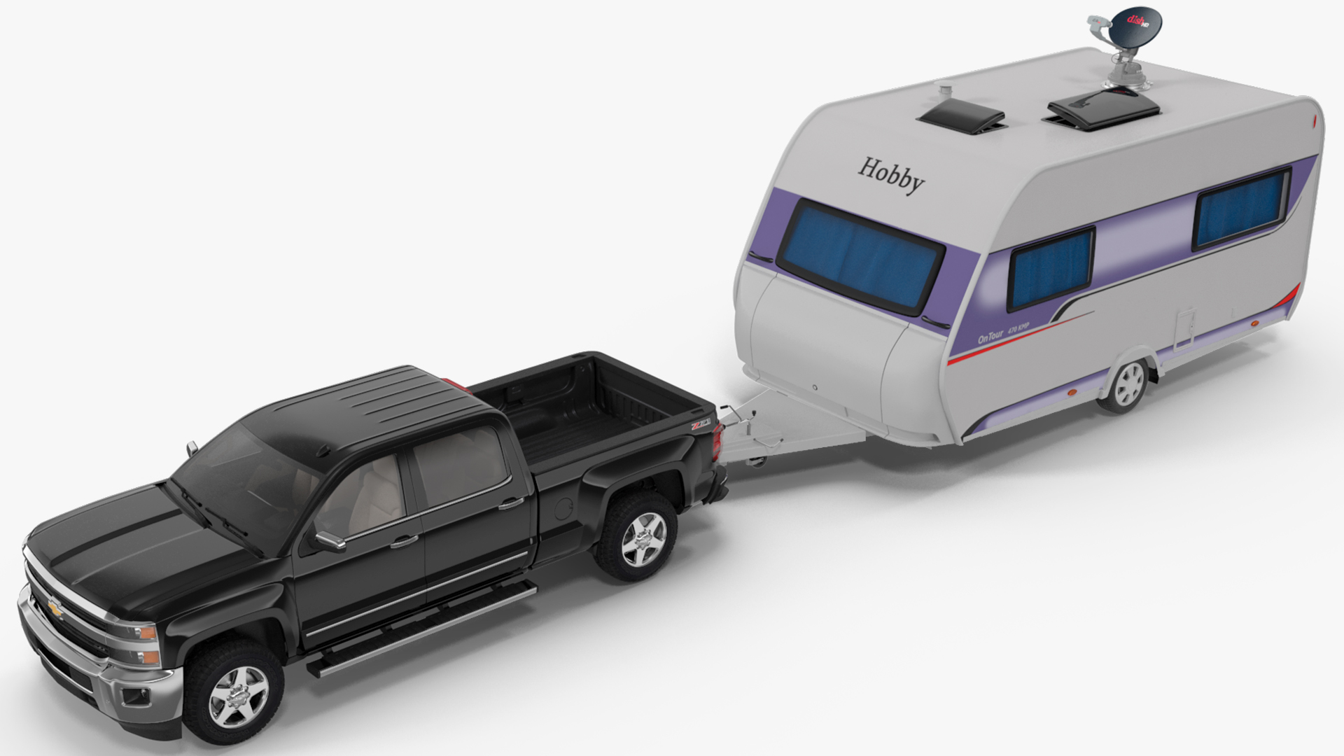 3D Chevrolet Silverado with Hobby Caravan model