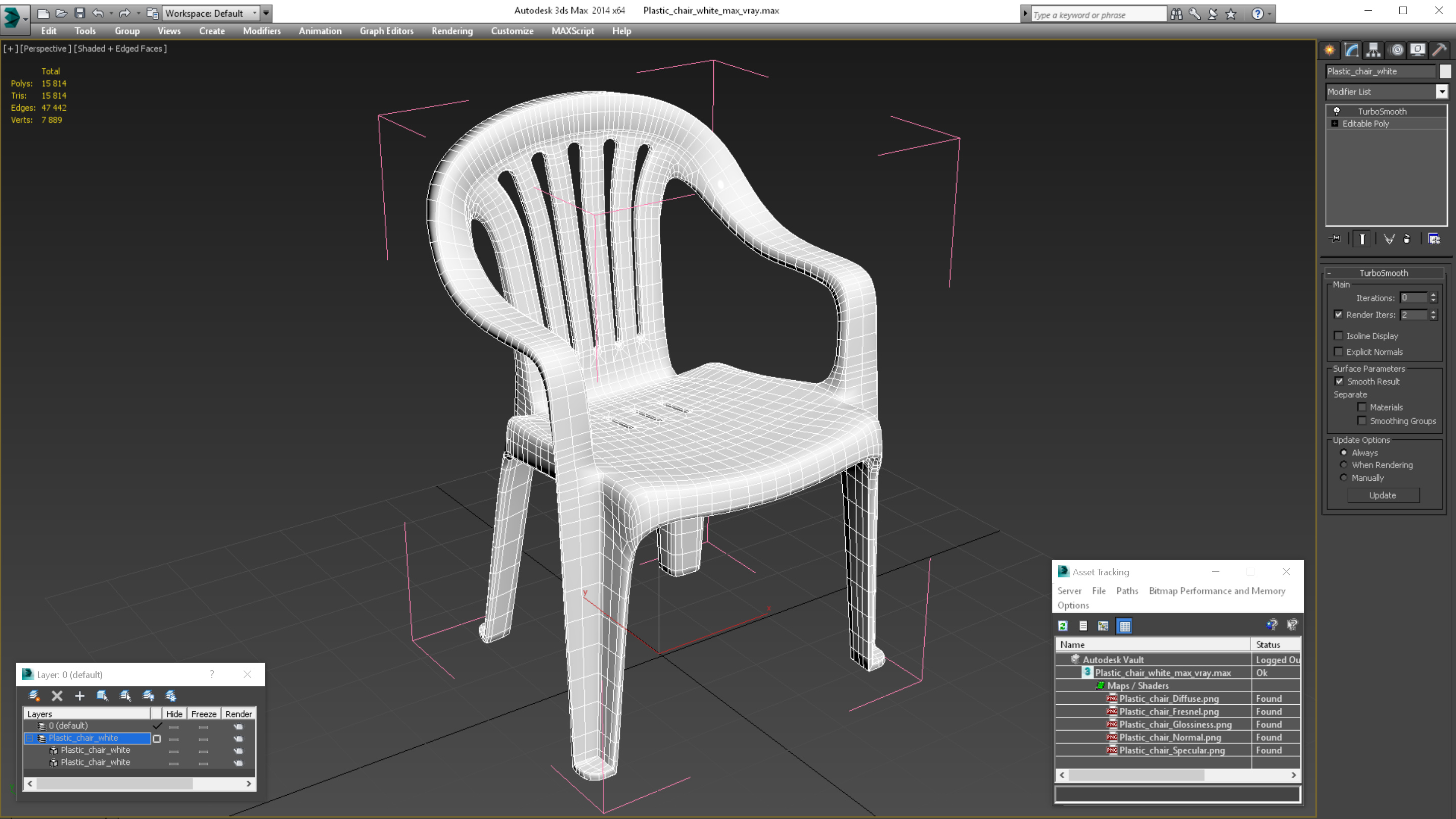 Plastic chair white 3D model