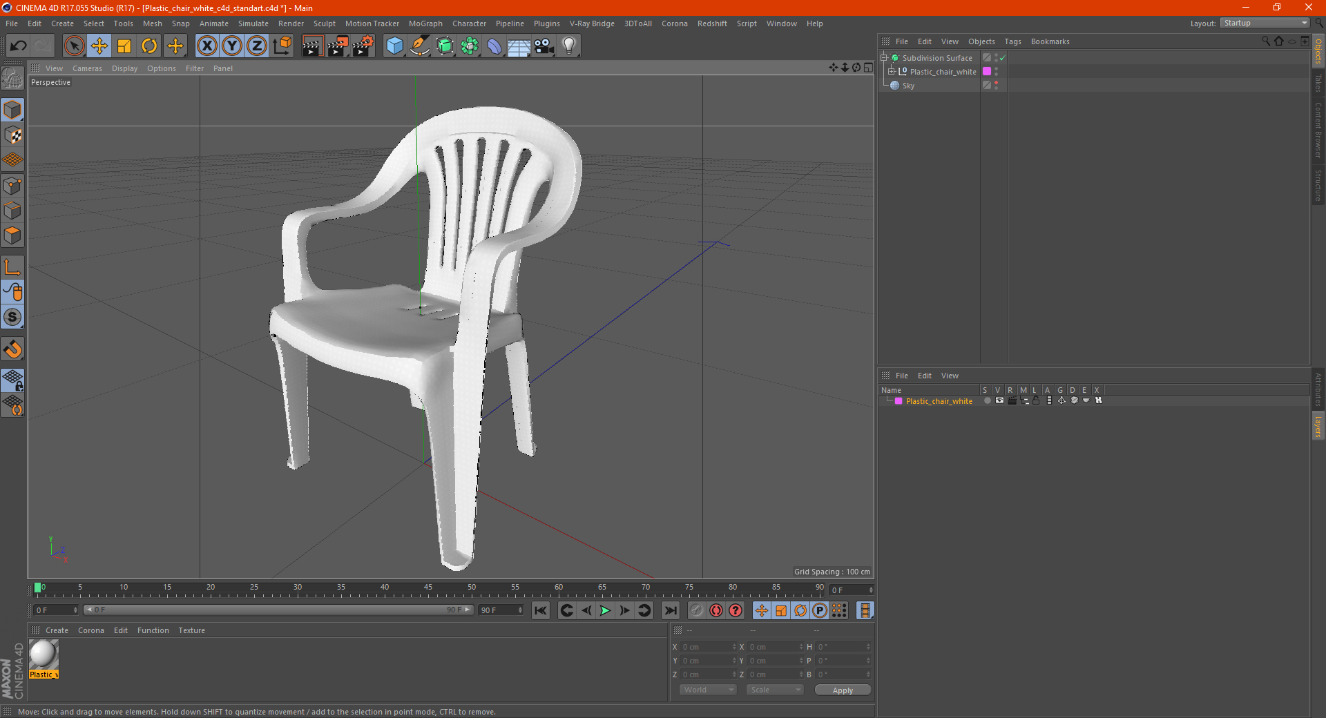 Plastic chair white 3D model