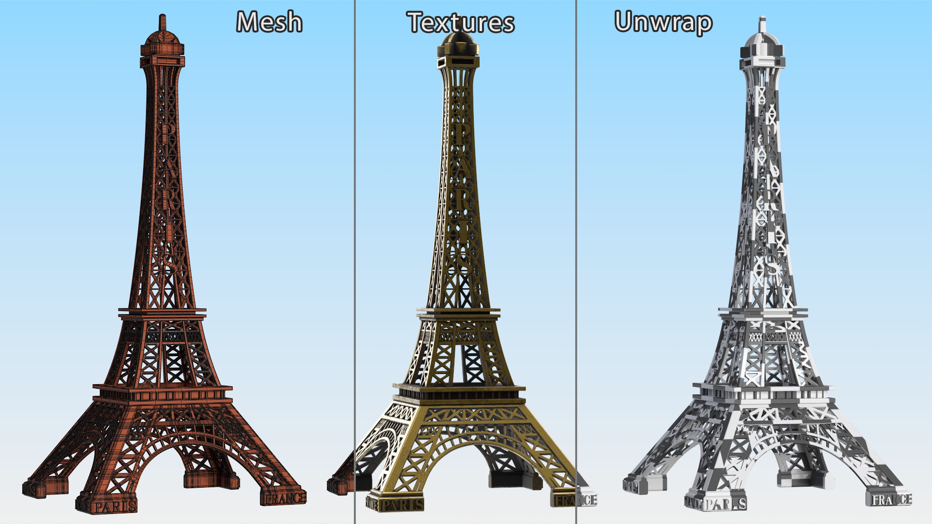 Eiffel Tower Bronze Replica 3D