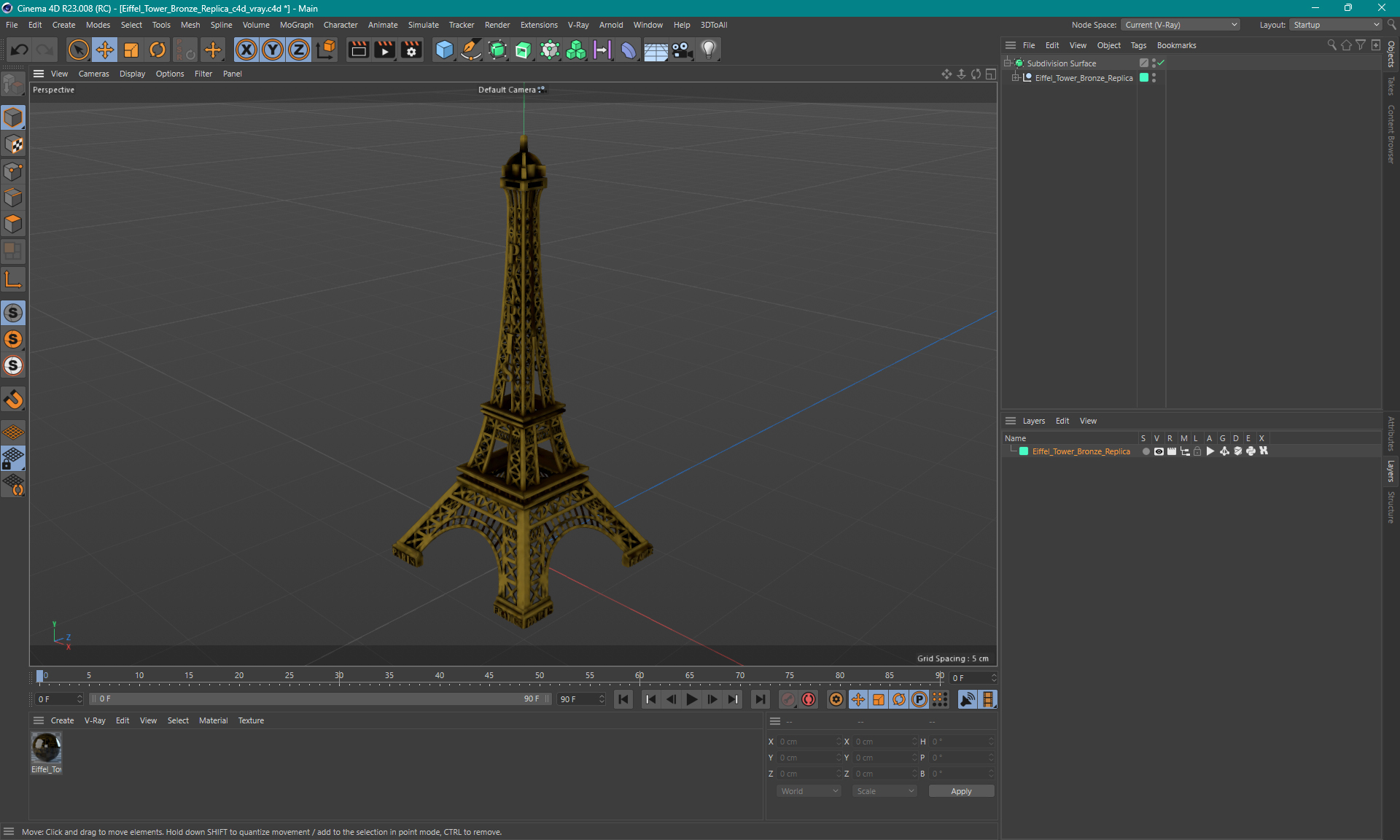 Eiffel Tower Bronze Replica 3D