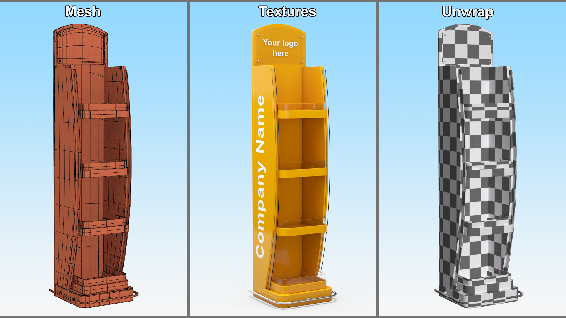 3D model Yellow Store Shelf Mockup