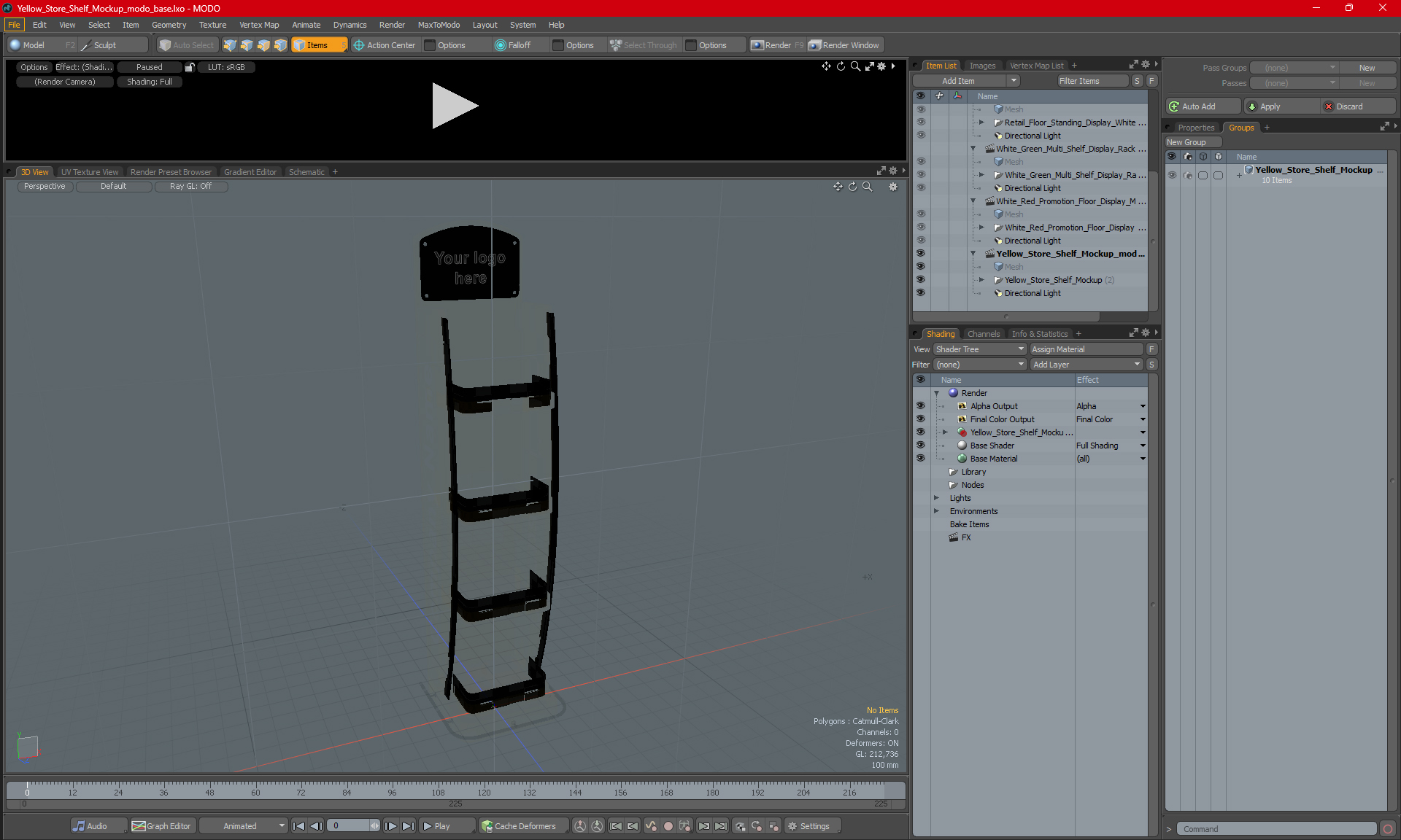 3D model Yellow Store Shelf Mockup