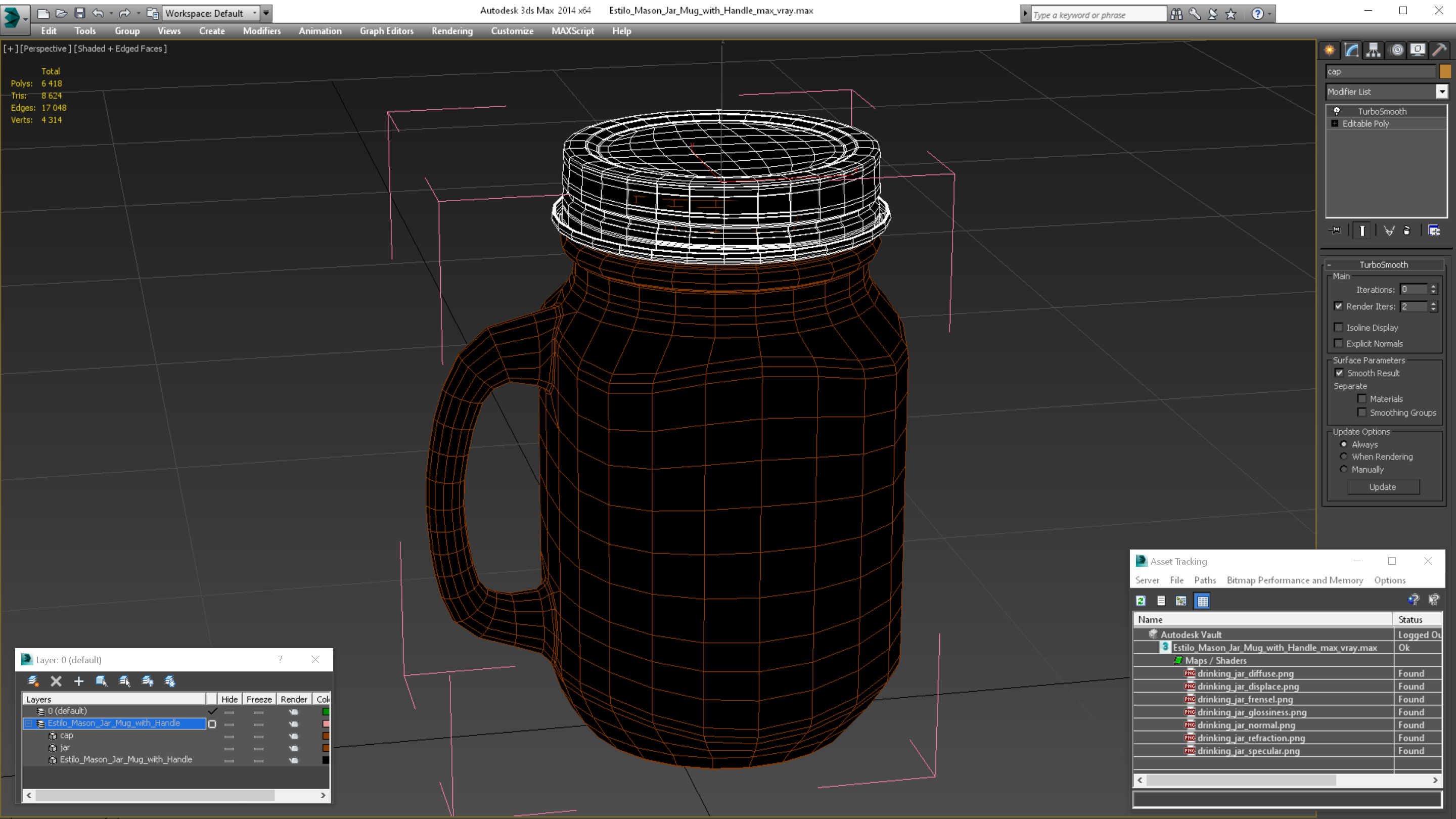 Estilo Mason Jar Mug with Handle 3D