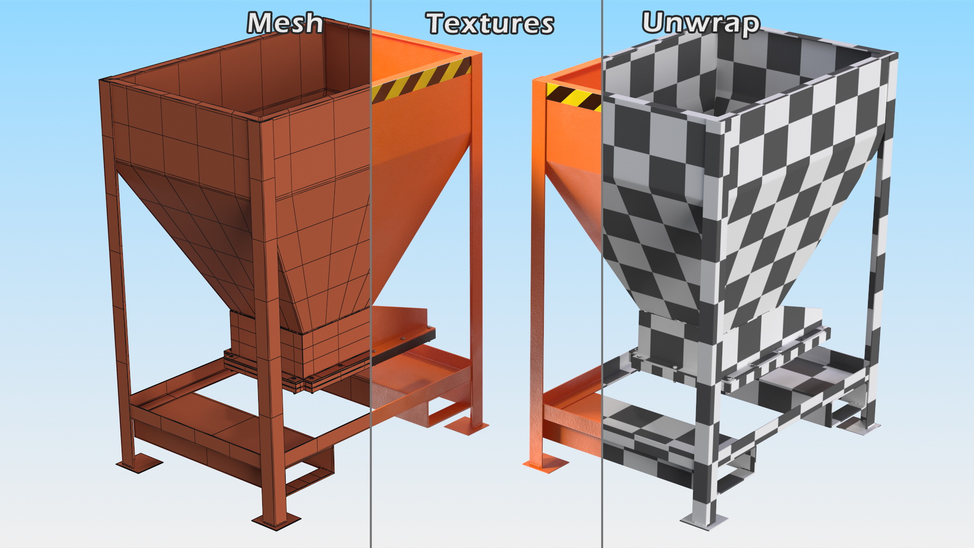 3D model Forklift Silo Container Orange