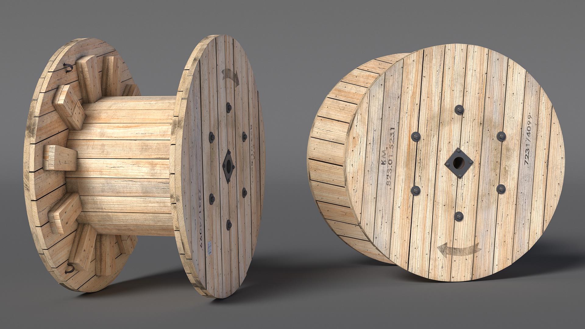 3D Wooden Cable Reel Empty model