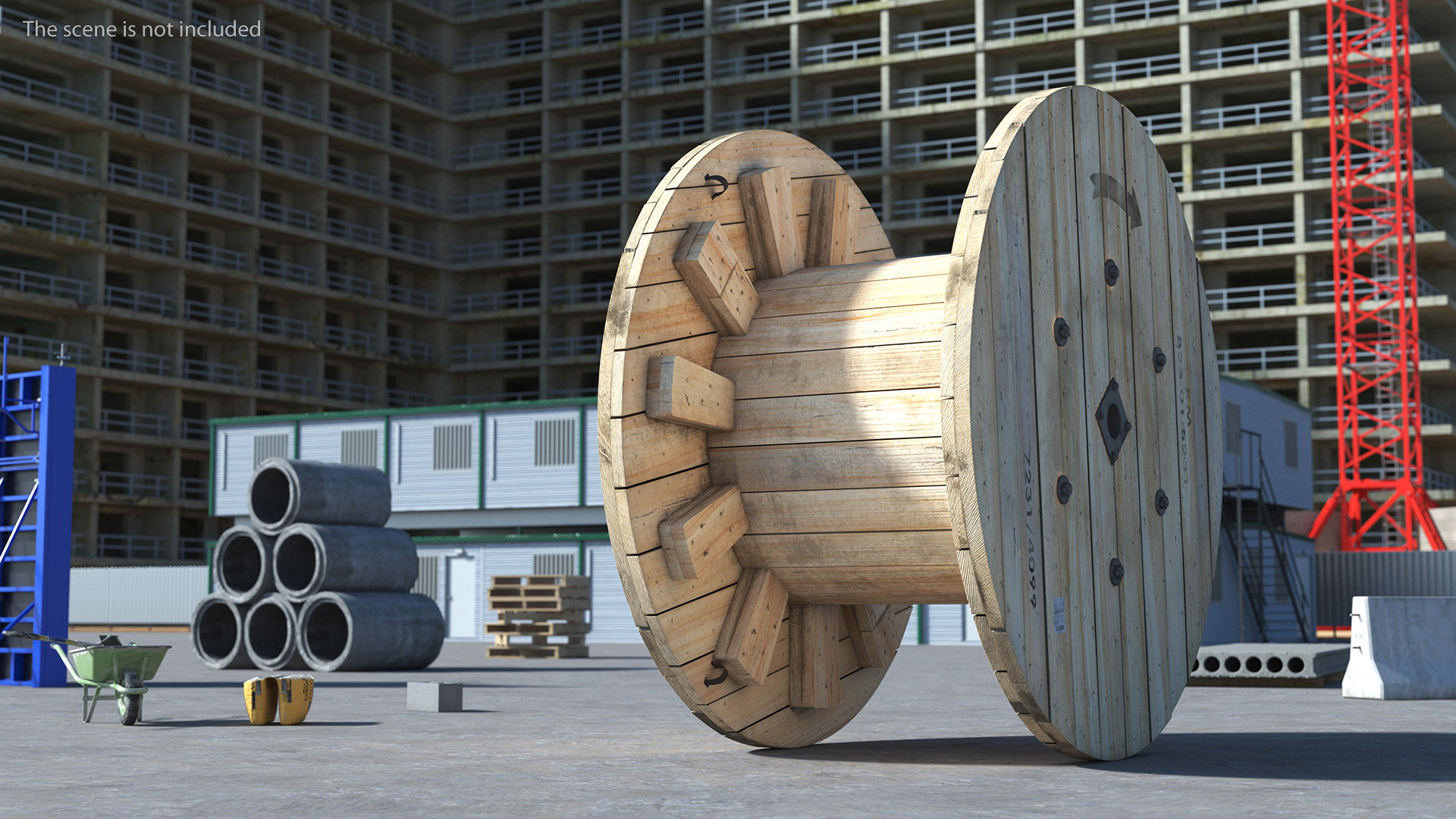 3D Wooden Cable Reel Empty model