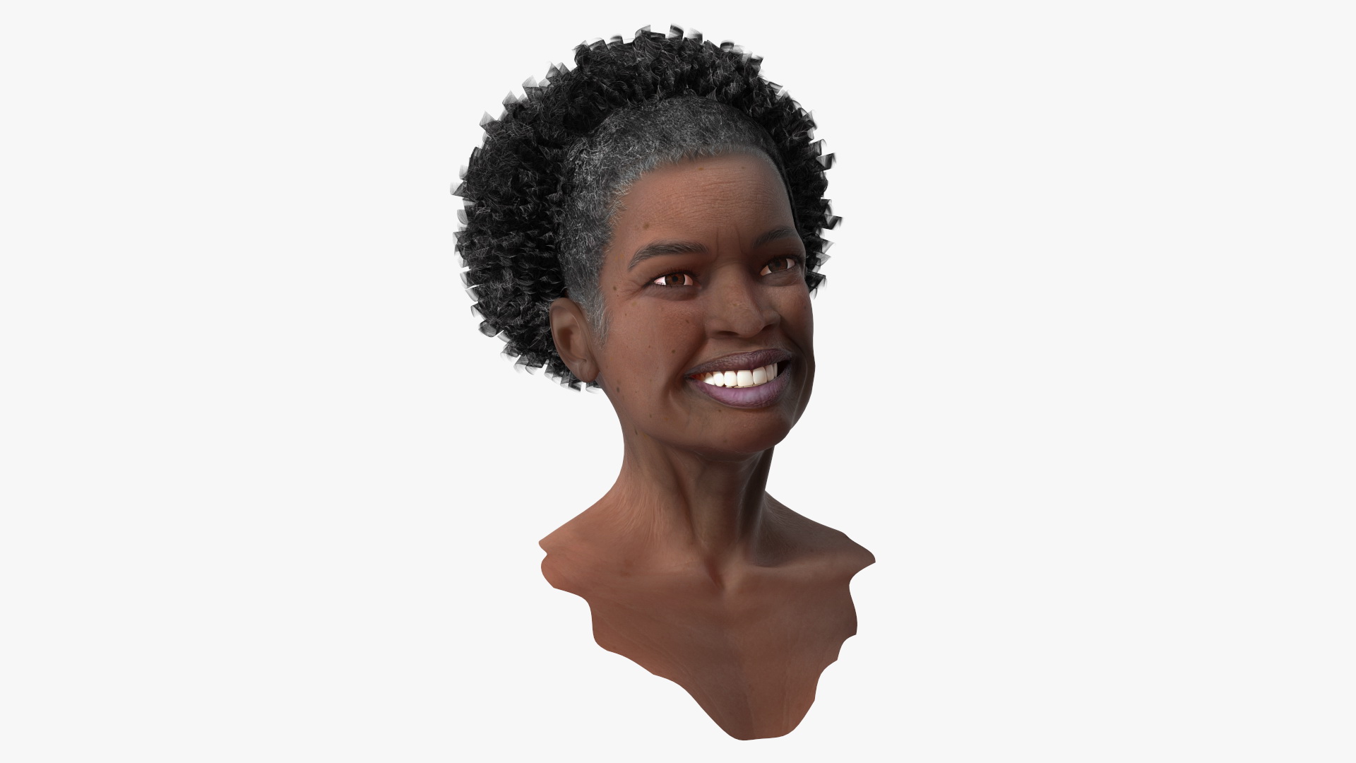 3D model Elderly Afro American Woman Head Smiling