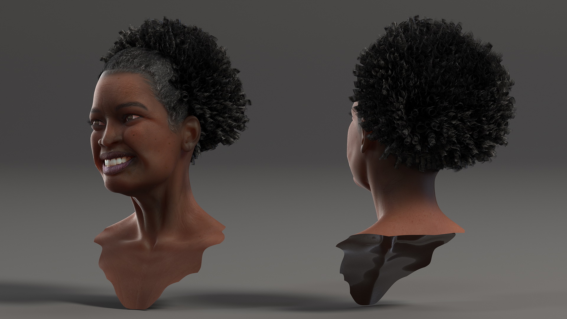 3D model Elderly Afro American Woman Head Smiling