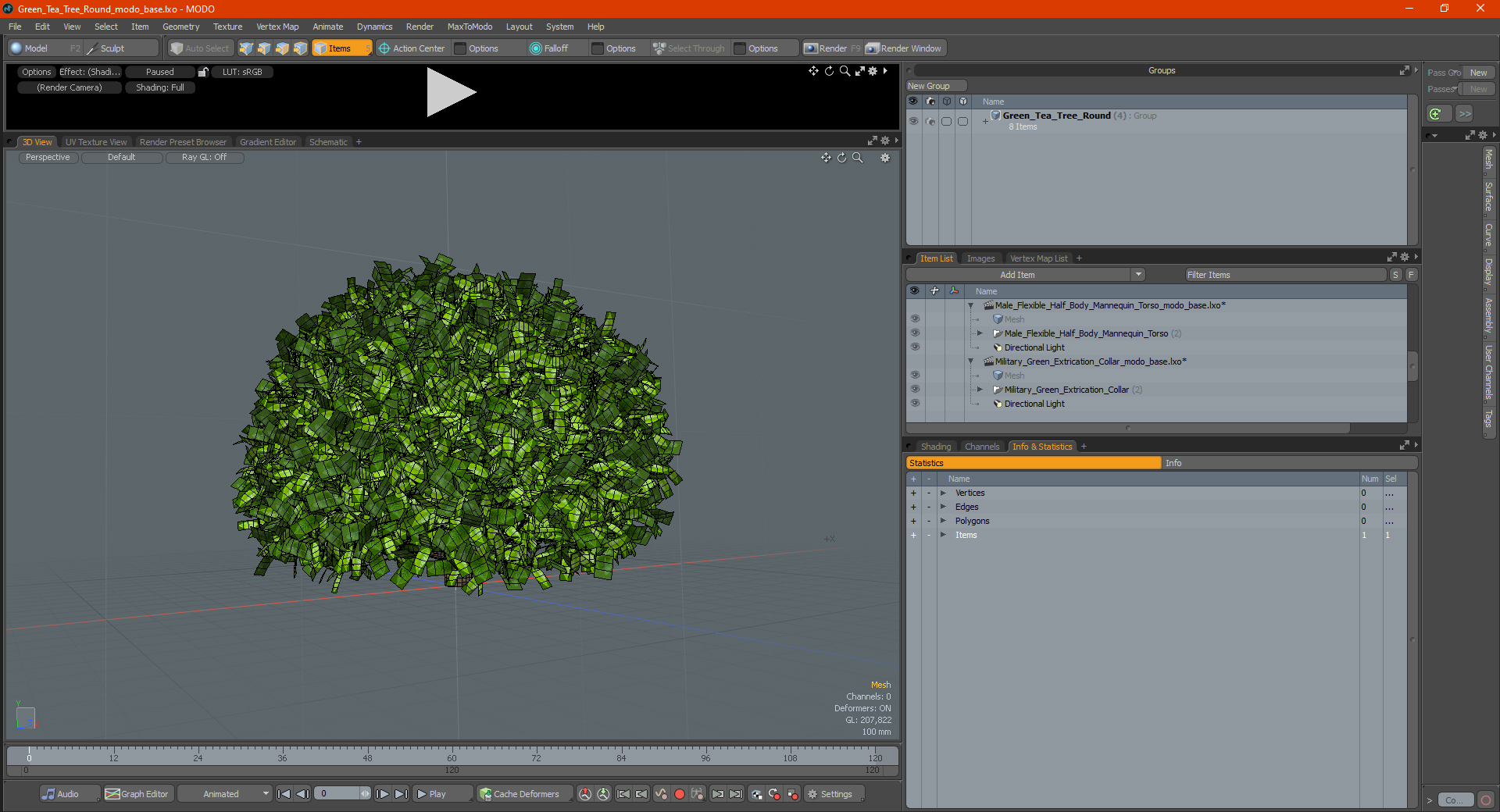 3D model Green Tea Tree Round